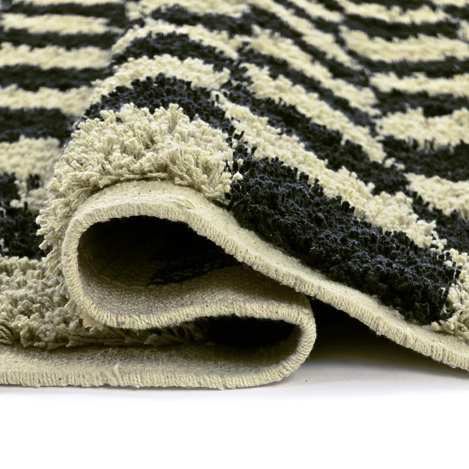 Dywany shaggy - Elsey Natural Cotton Shaggy (czarny/beżowy)