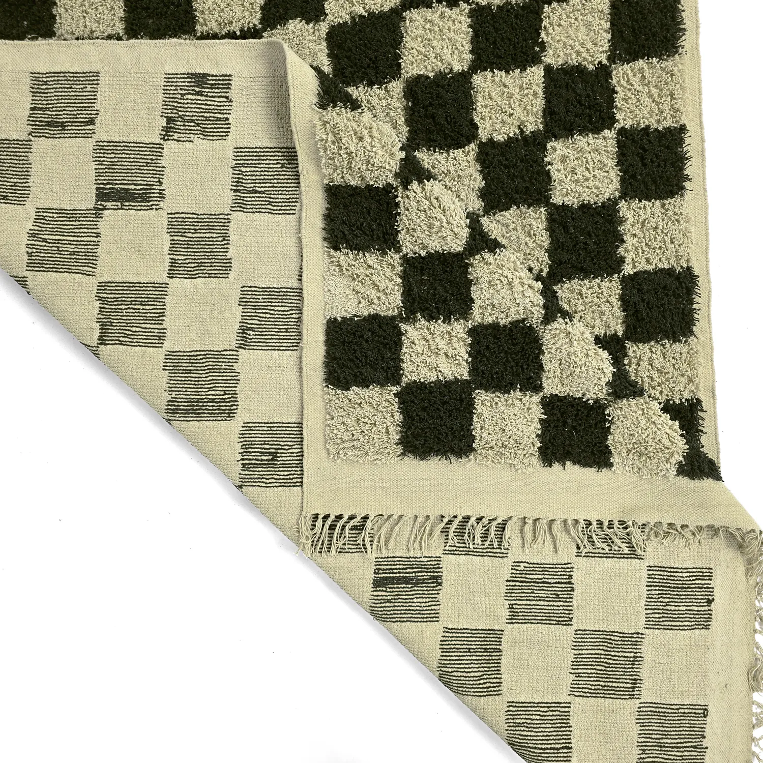 Dywany shaggy - Elsey Natural Cotton Shaggy (czarny/beżowy)
