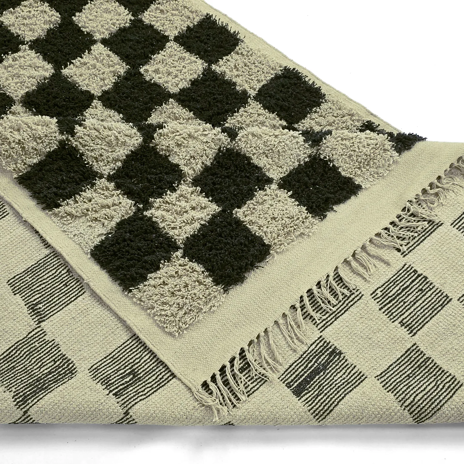 Dywany shaggy - Elsey Natural Cotton Shaggy (czarny/beżowy)