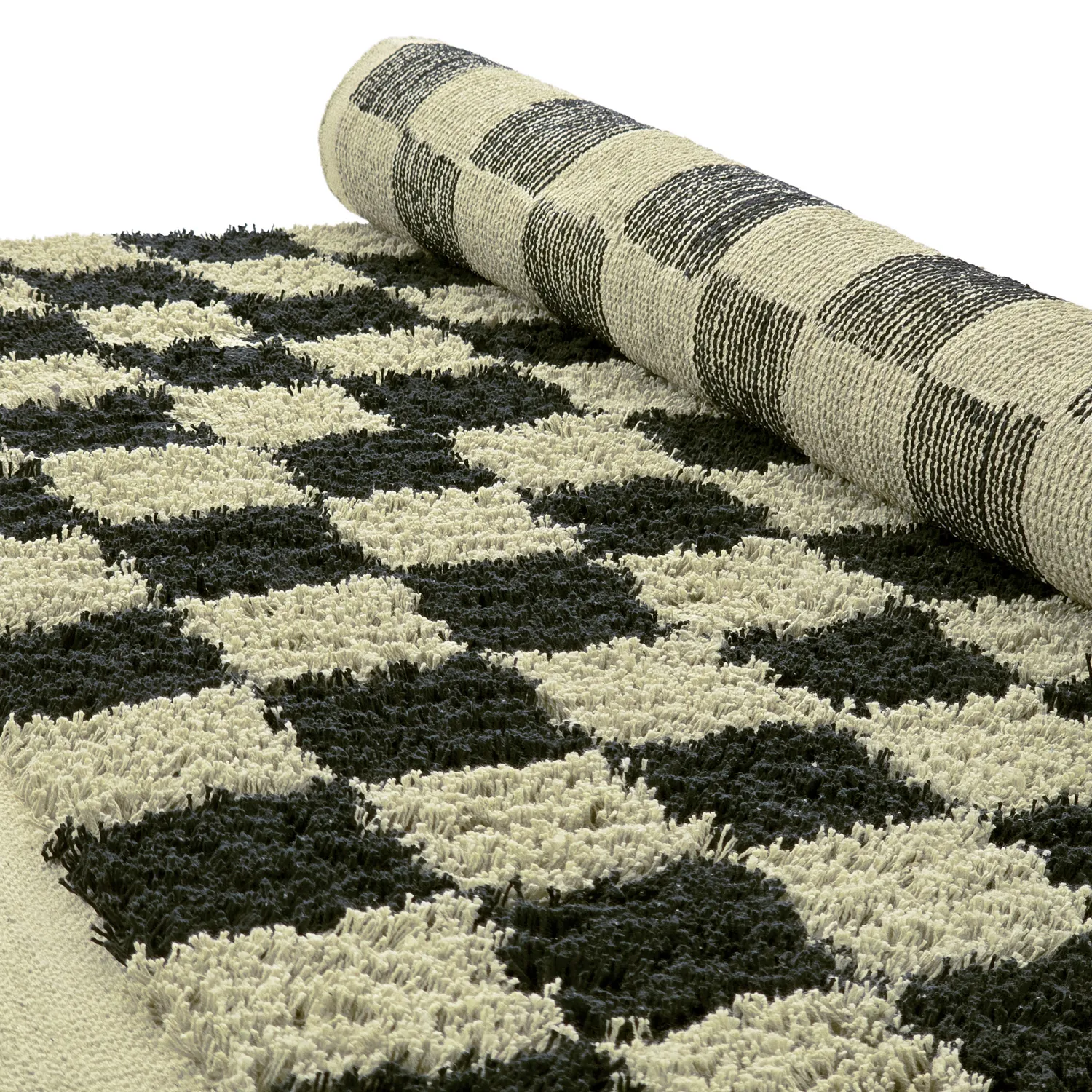 Dywany shaggy - Elsey Natural Cotton Shaggy (czarny/beżowy)