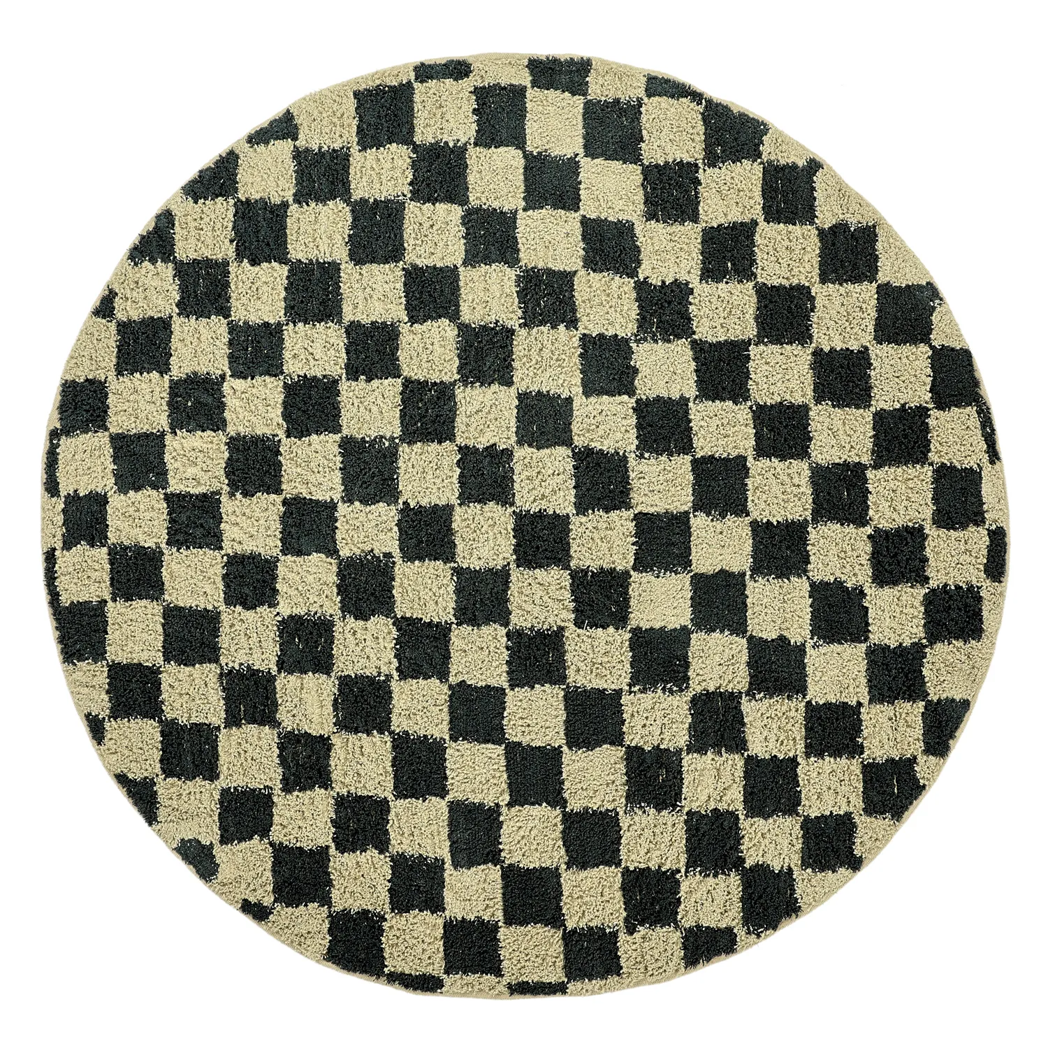 Okrągły dywan - Elsey Natural Cotton Shaggy (czarny/beżowy)