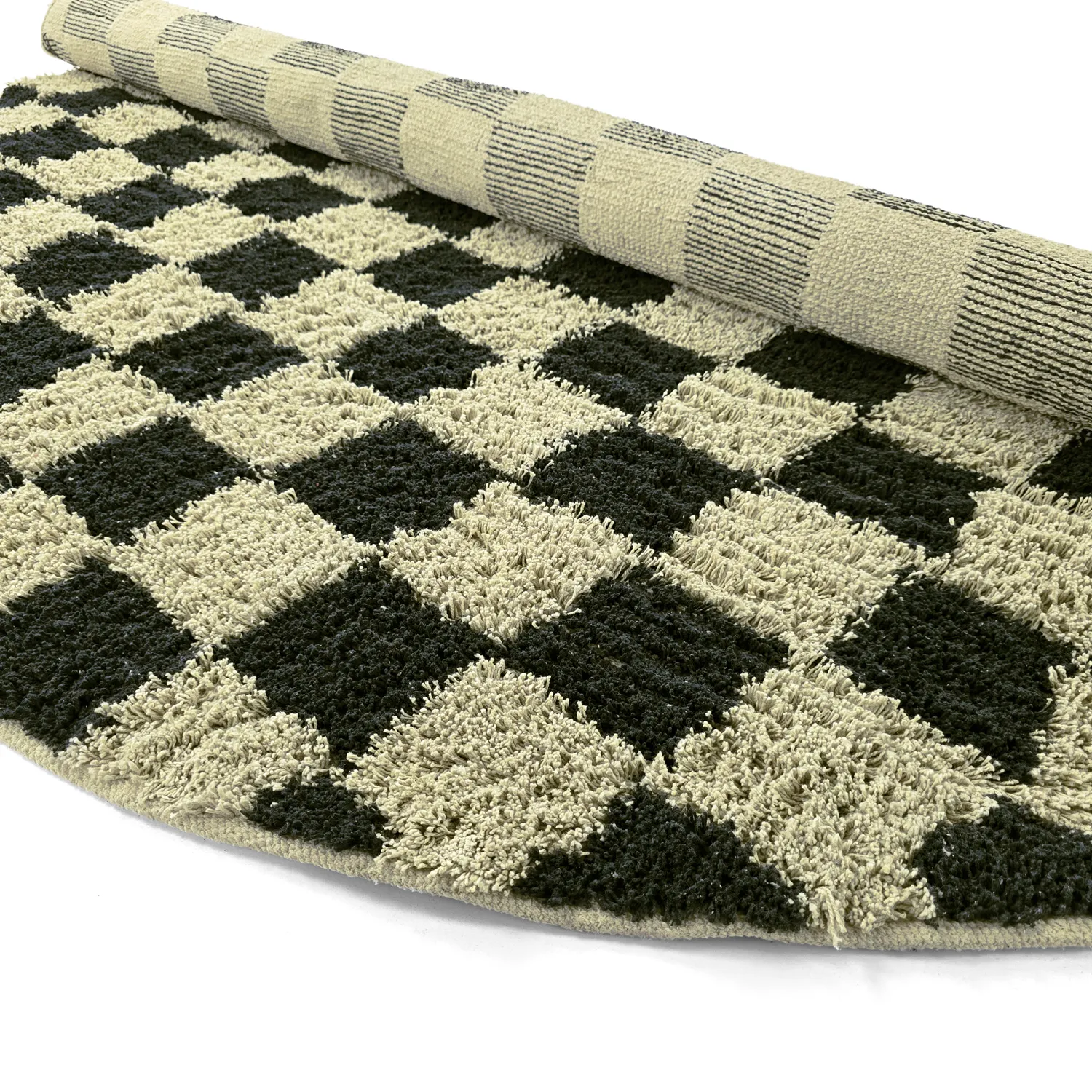 Okrągły dywan - Elsey Natural Cotton Shaggy (czarny/beżowy)