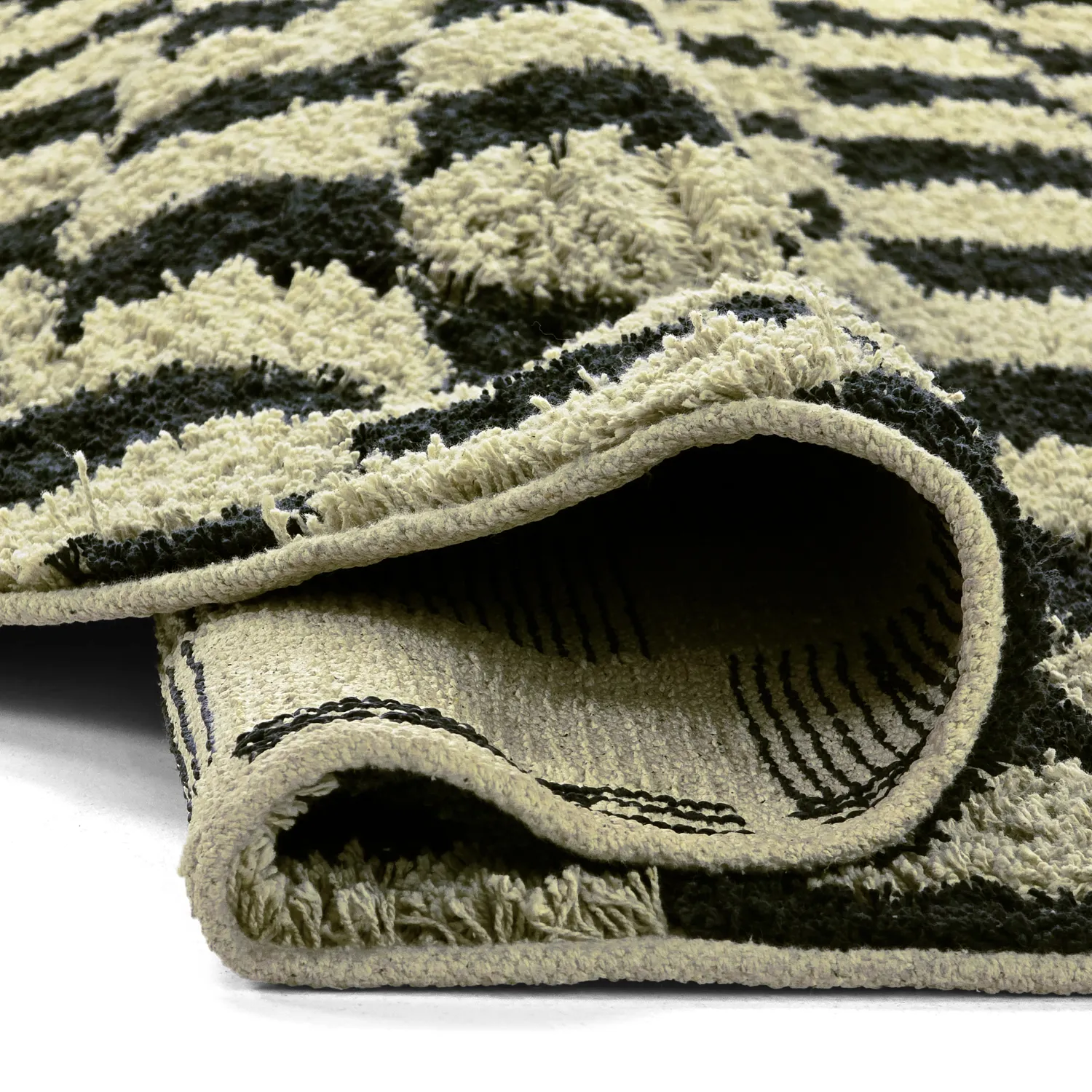 Okrągły dywan - Elsey Natural Cotton Shaggy (czarny/beżowy)
