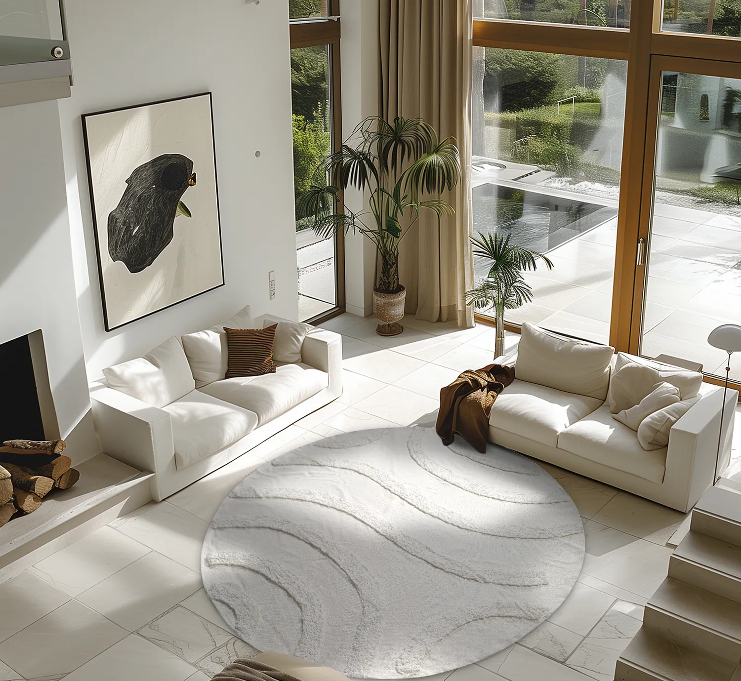 Okrągły dywan - Emilia Natural Cotton Shaggy (offwhite)