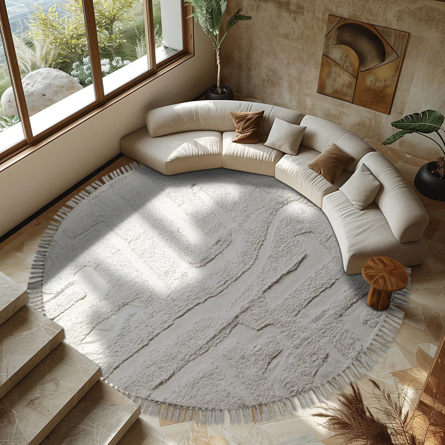 Okrągły dywan - Fallon Natural Cotton Shaggy (offwhite)
