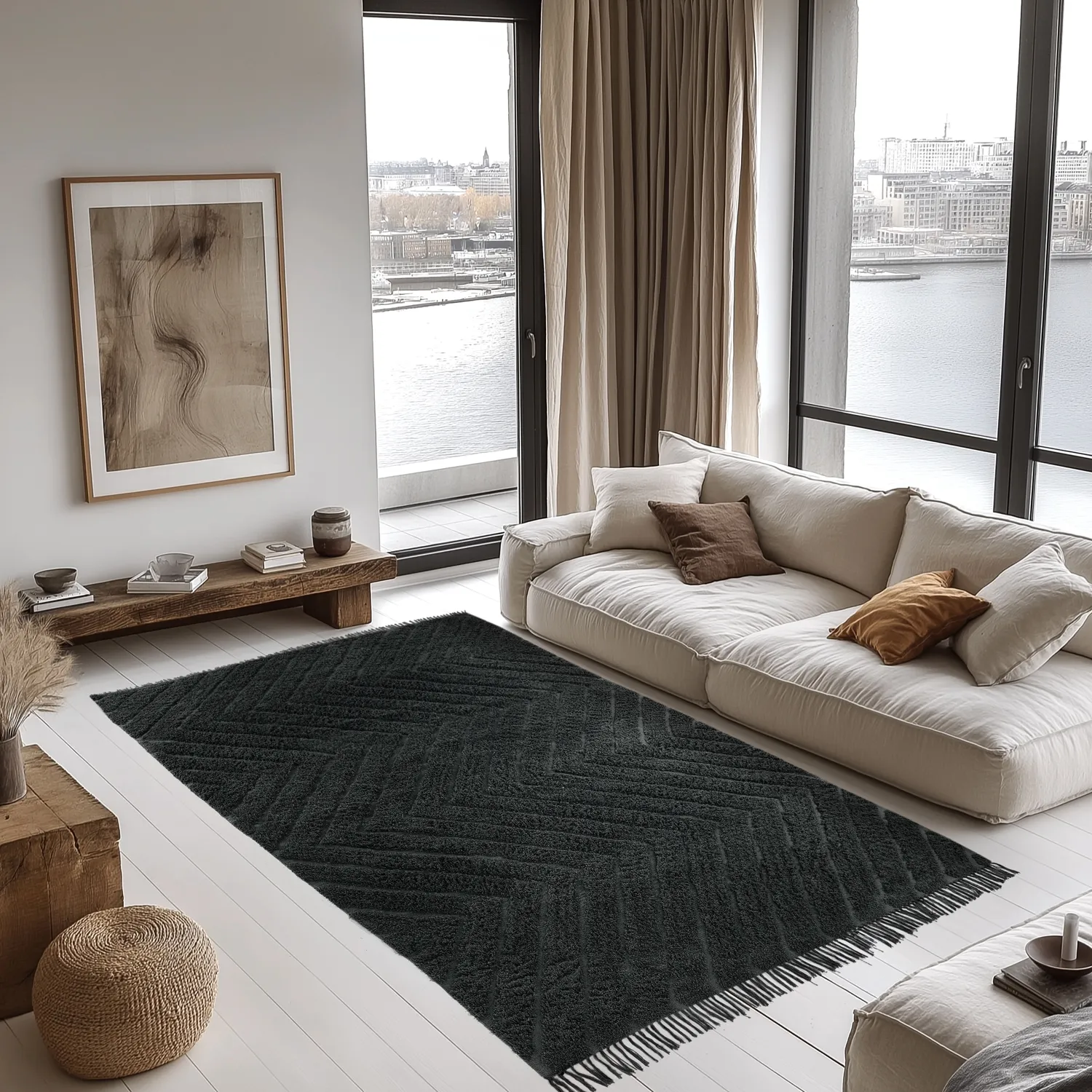 Dywany shaggy - Farley Natural Cotton Shaggy (czarny)
