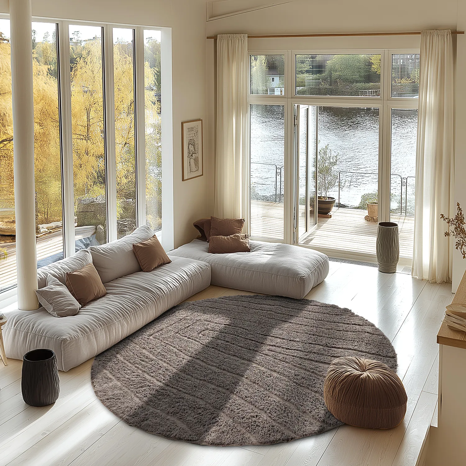 Okrągły dywan - Farley Natural Cotton Shaggy (kolor ciemnoszary)