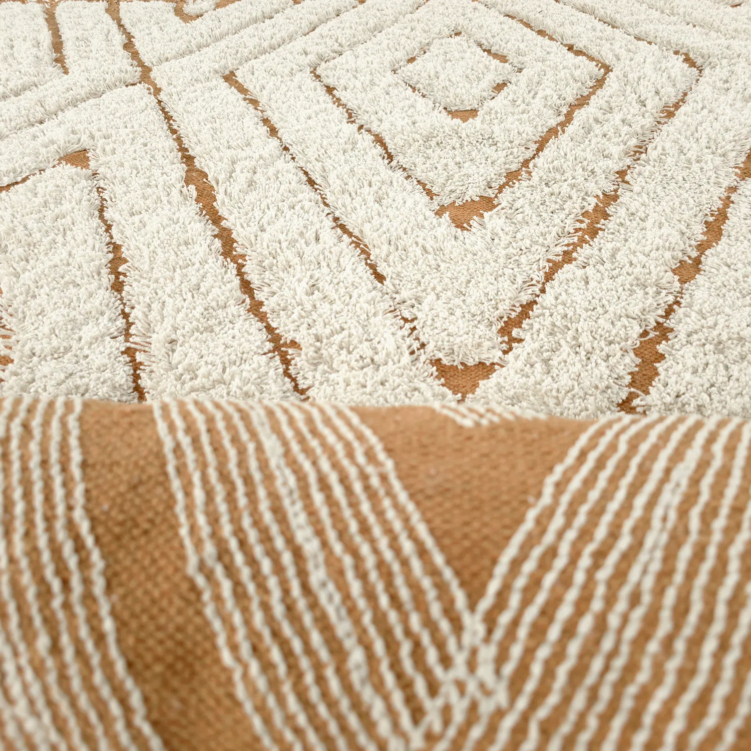 Dywany shaggy - Holwell Natural Cotton Shaggy (złamana biel/brąz)