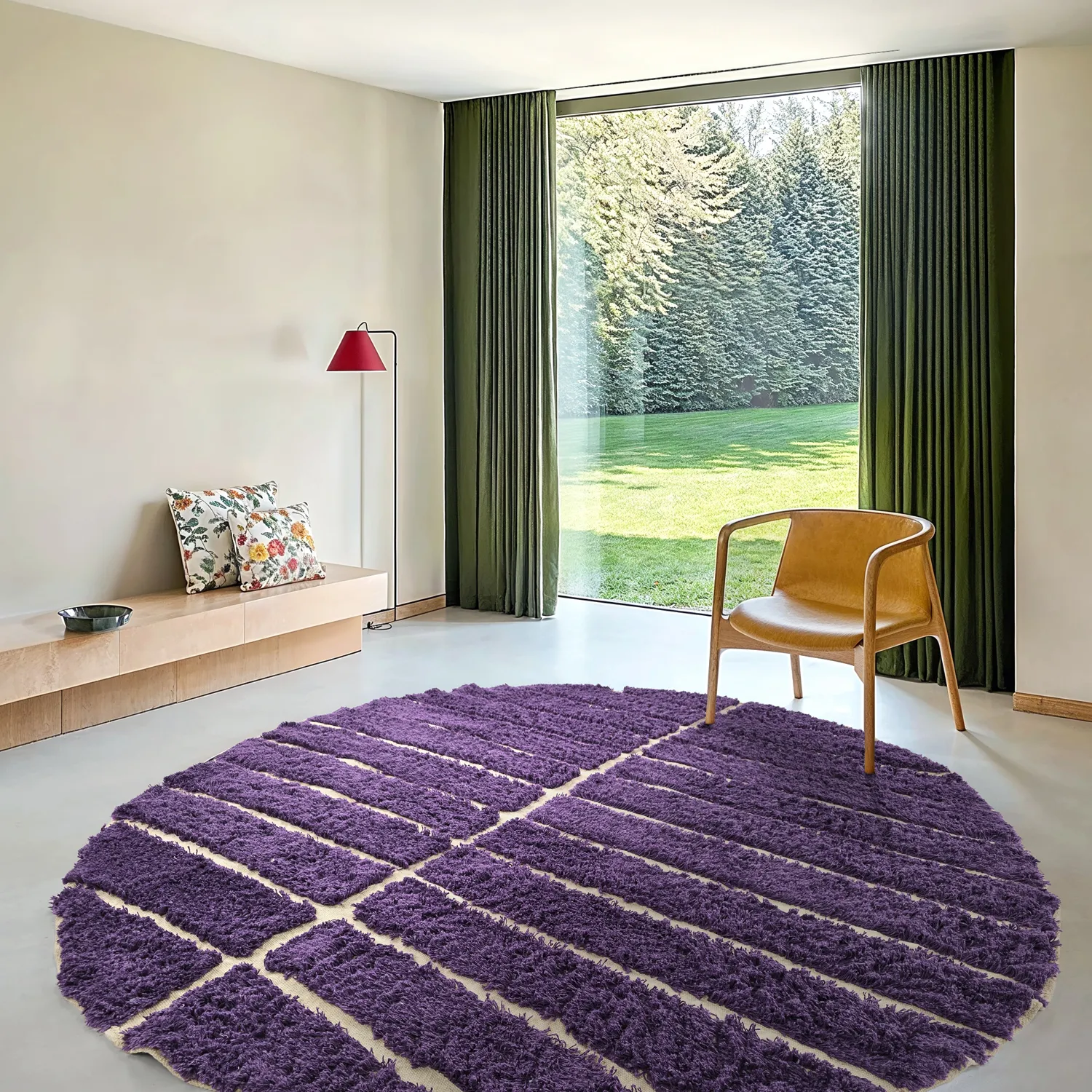 Okrągły dywan - Ikara Natural Cotton Shaggy (fioletowy)