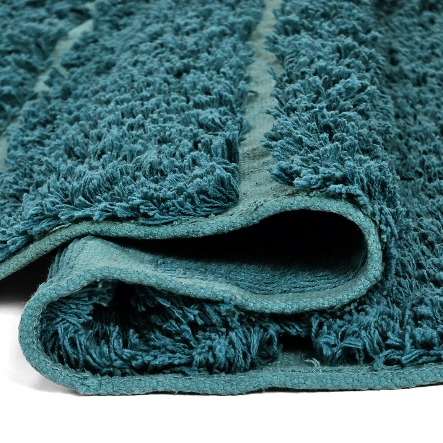 Okrągły dywan - Ikara Natural Cotton Shaggy (turkus)