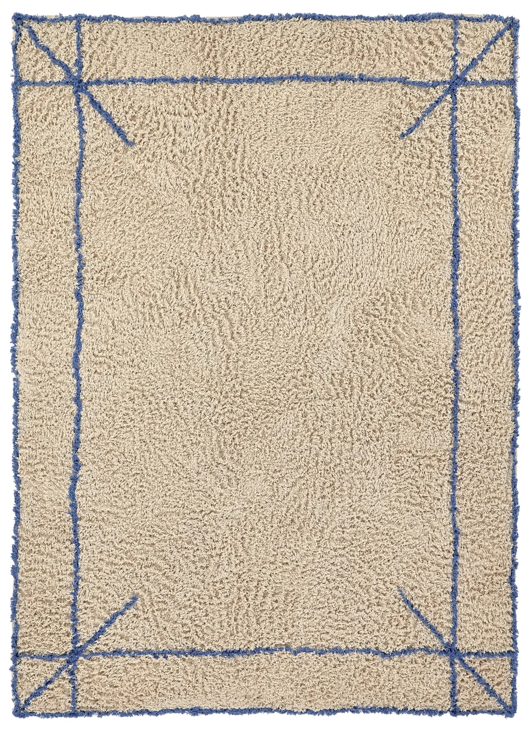 Dywany shaggy - Kairi Natural Cotton Shaggy (beżowy/niebieski)