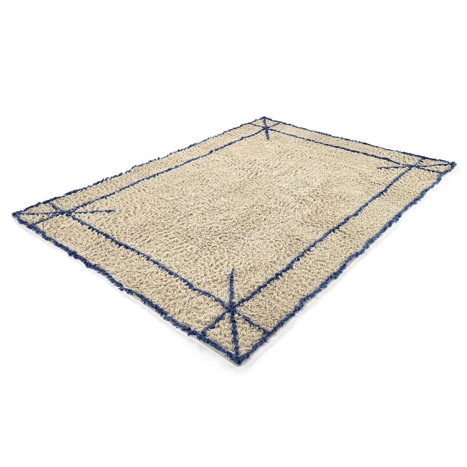 Dywany shaggy - Kairi Natural Cotton Shaggy (beżowy/niebieski)