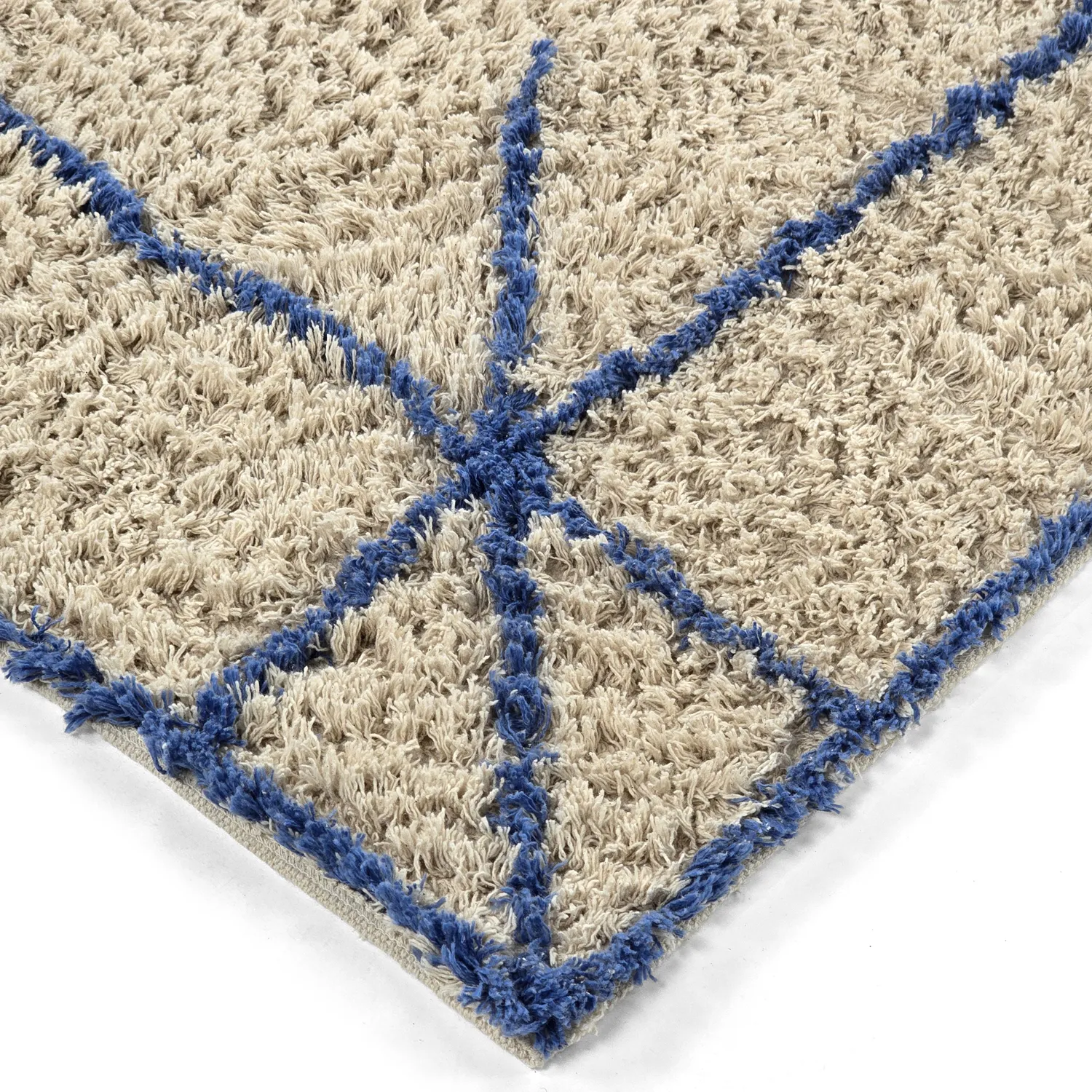 Dywany shaggy - Kairi Natural Cotton Shaggy (beżowy/niebieski)
