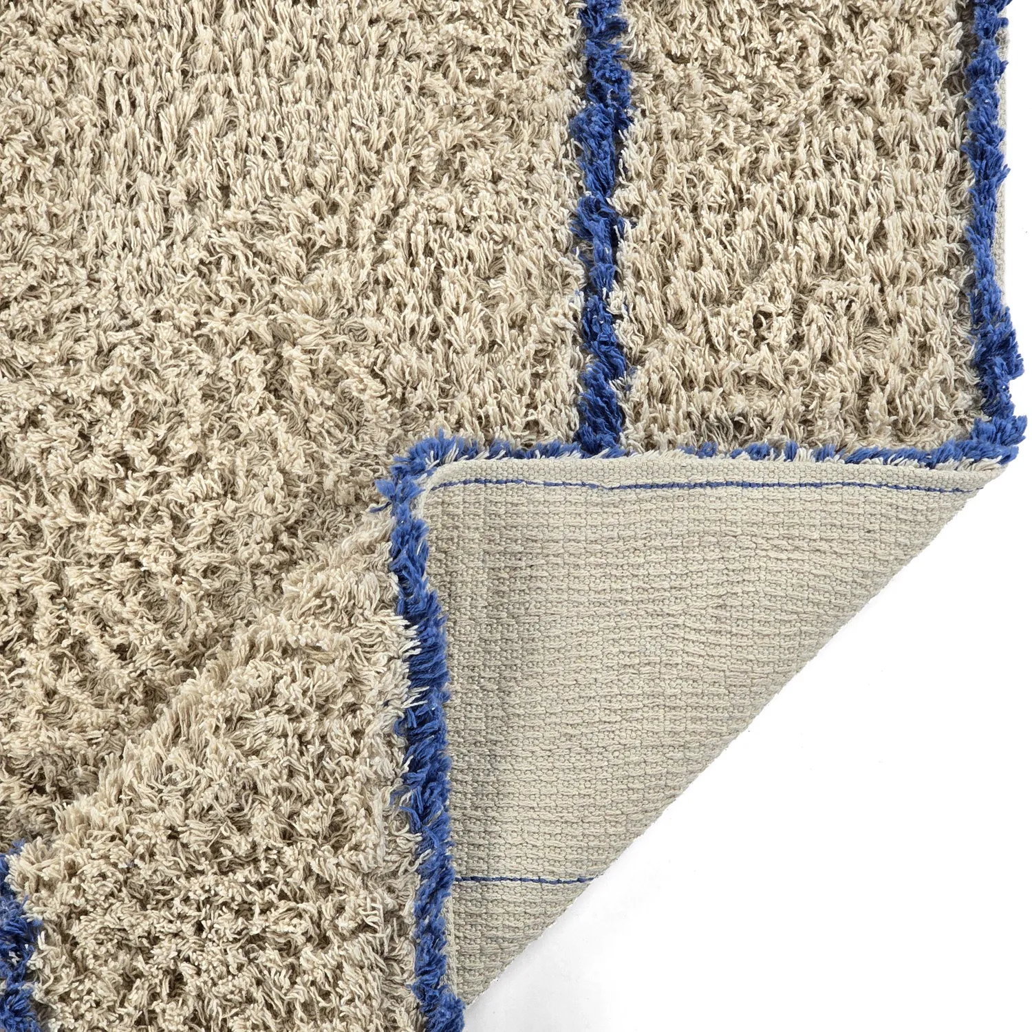 Dywany shaggy - Kairi Natural Cotton Shaggy (beżowy/niebieski)