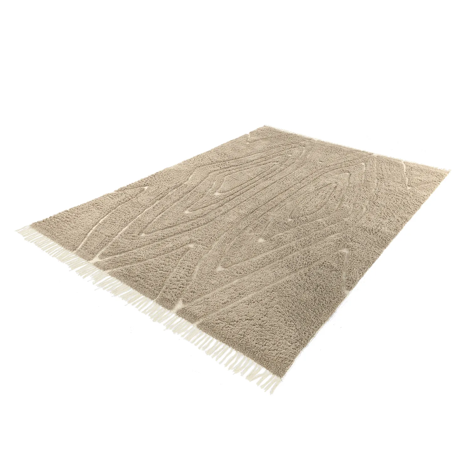 Dywany shaggy - Kindon Natural Cotton Shaggy (beżowy/biały)