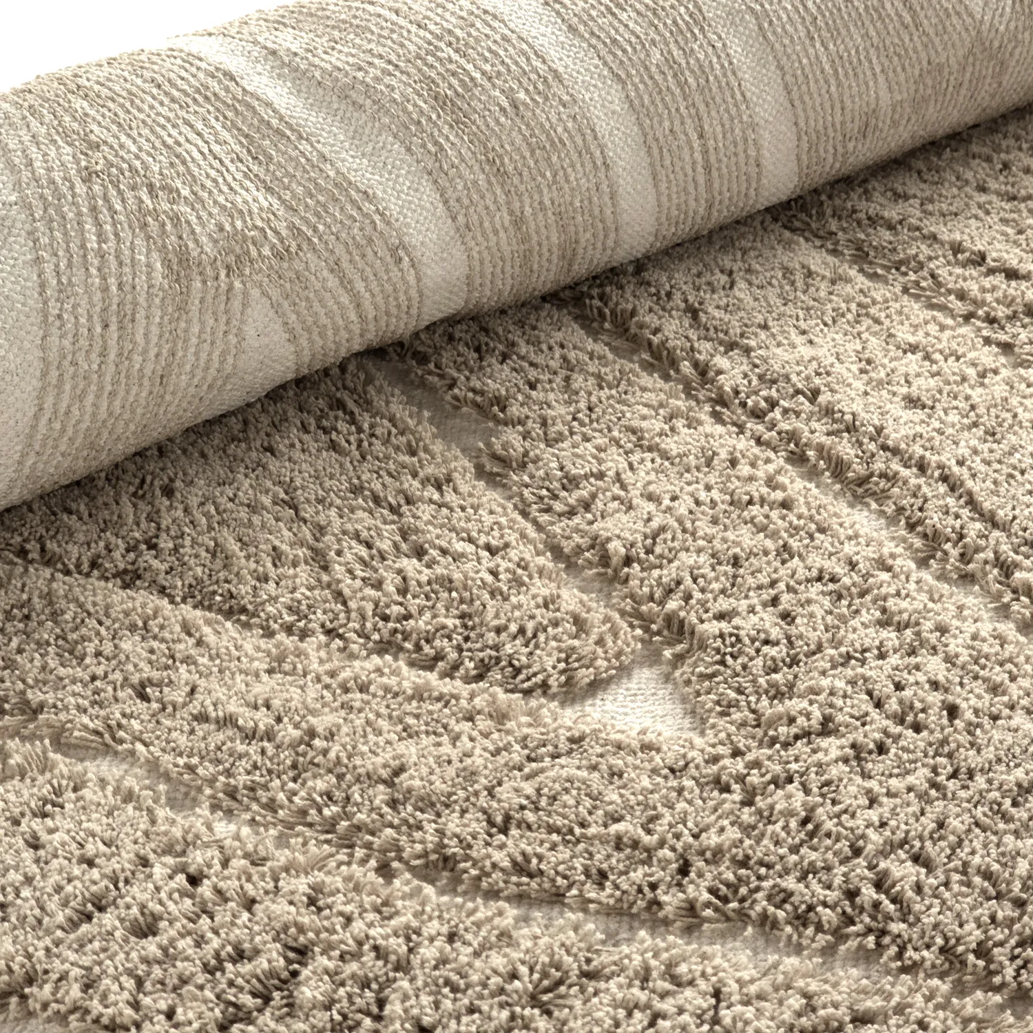 Dywany shaggy - Kindon Natural Cotton Shaggy (beżowy/biały)