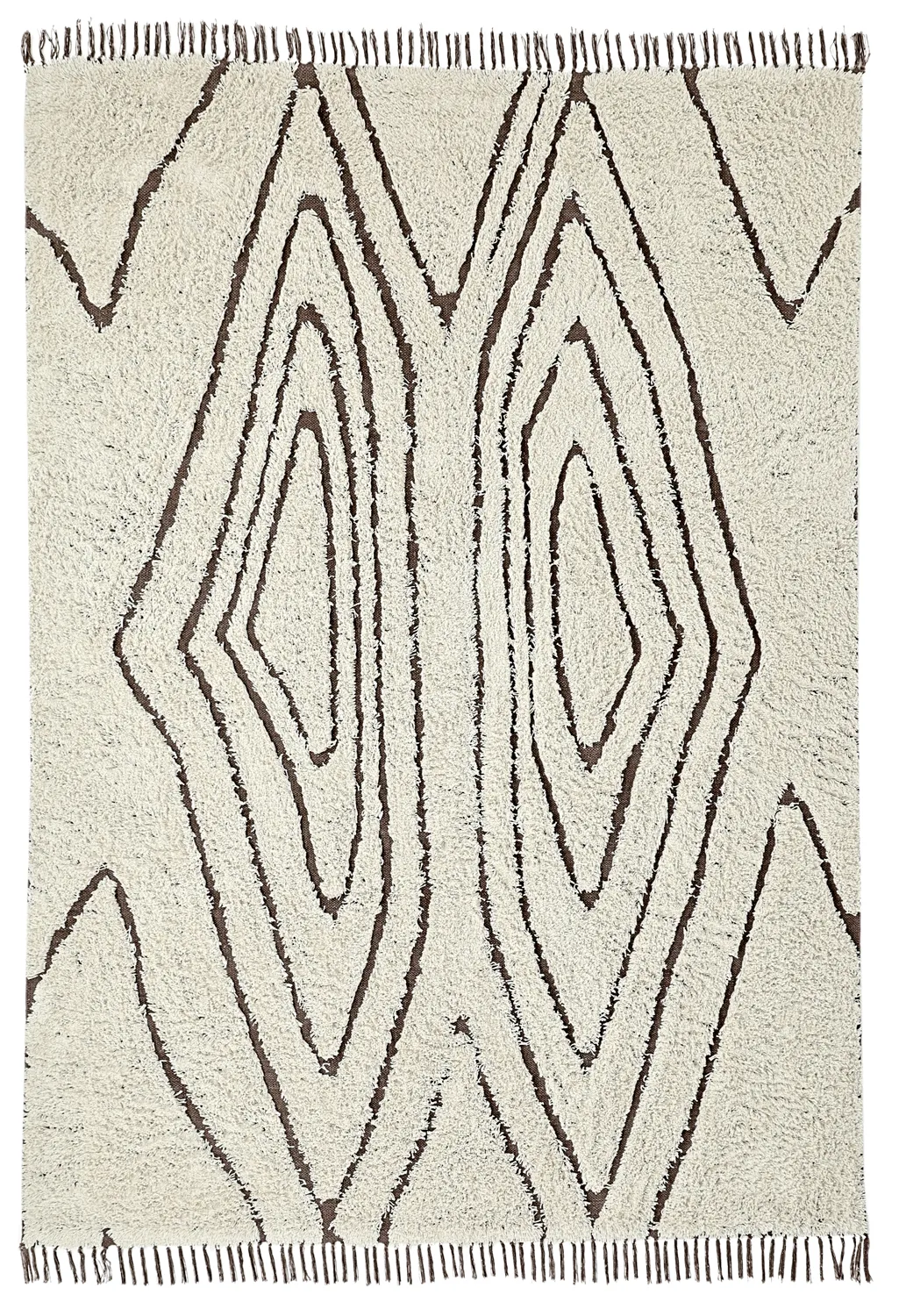 Dywany shaggy - Kindon Natural Cotton Shaggy (złamana biel/brąz)