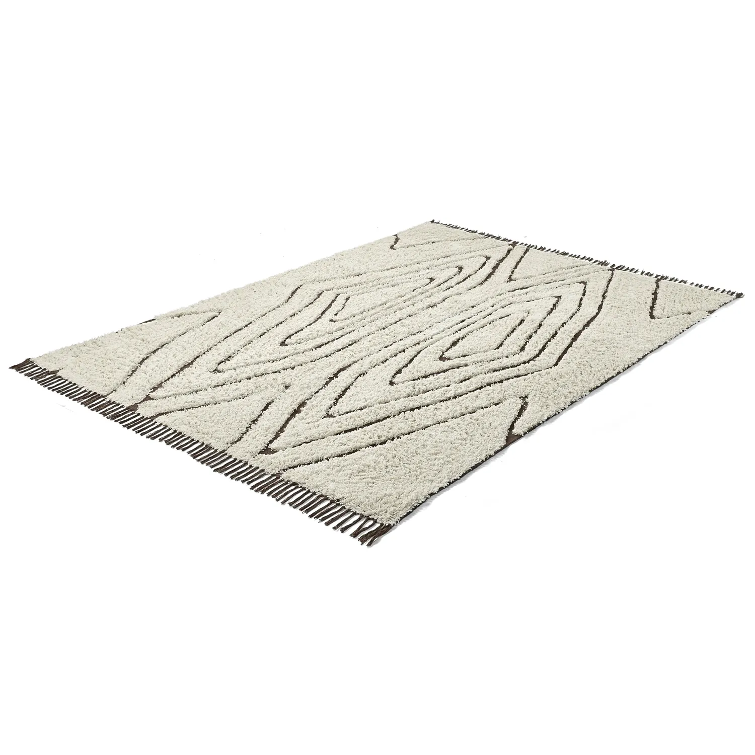 Dywany shaggy - Kindon Natural Cotton Shaggy (złamana biel/brąz)