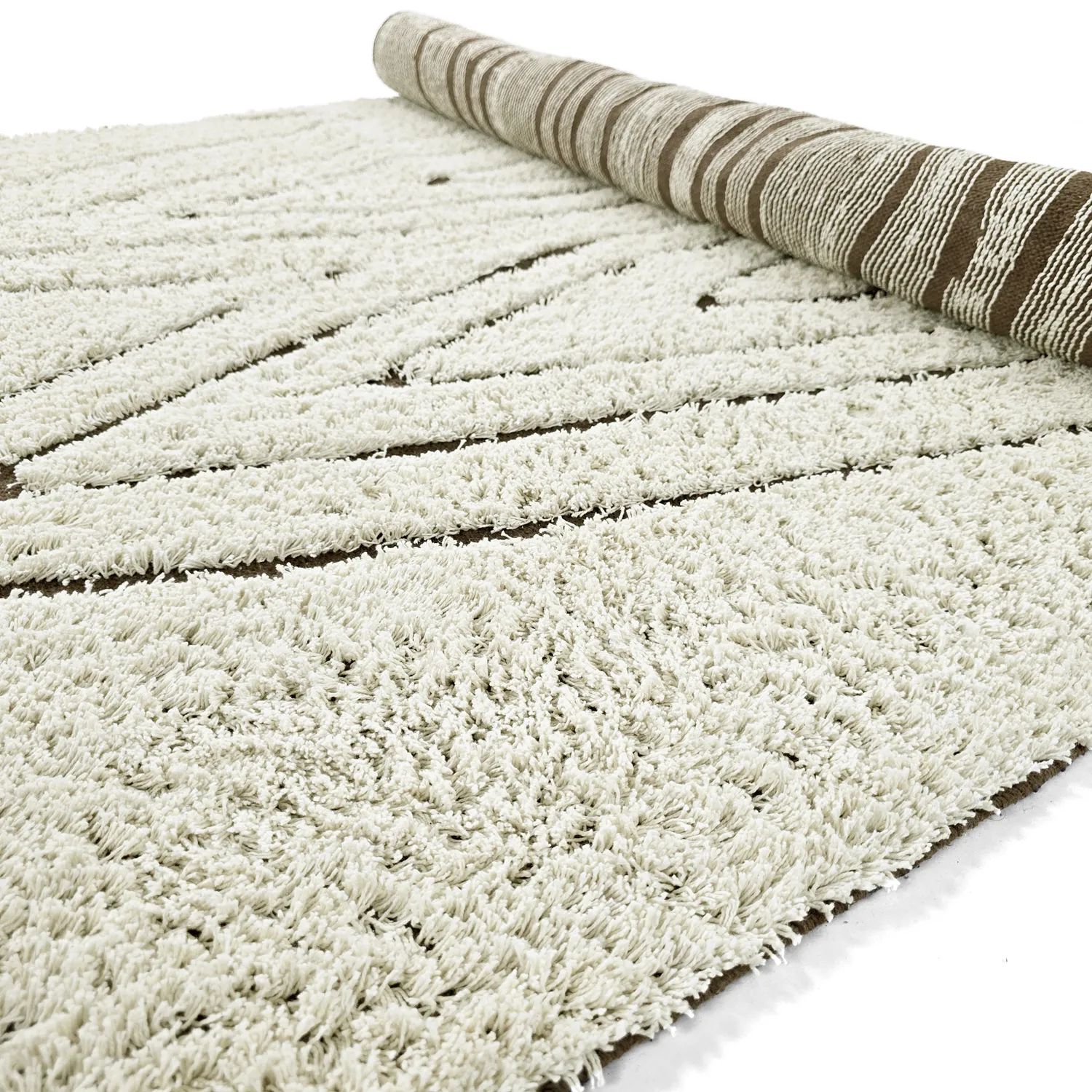 Dywany shaggy - Kindon Natural Cotton Shaggy (złamana biel/brąz)
