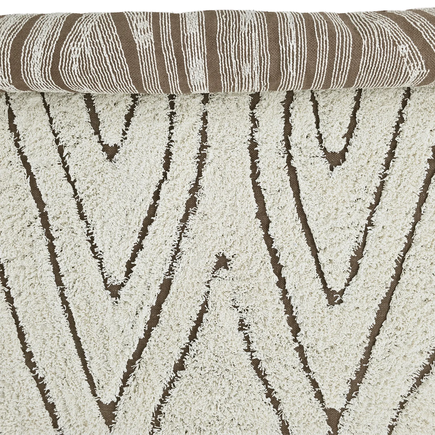 Dywany shaggy - Kindon Natural Cotton Shaggy (złamana biel/brąz)