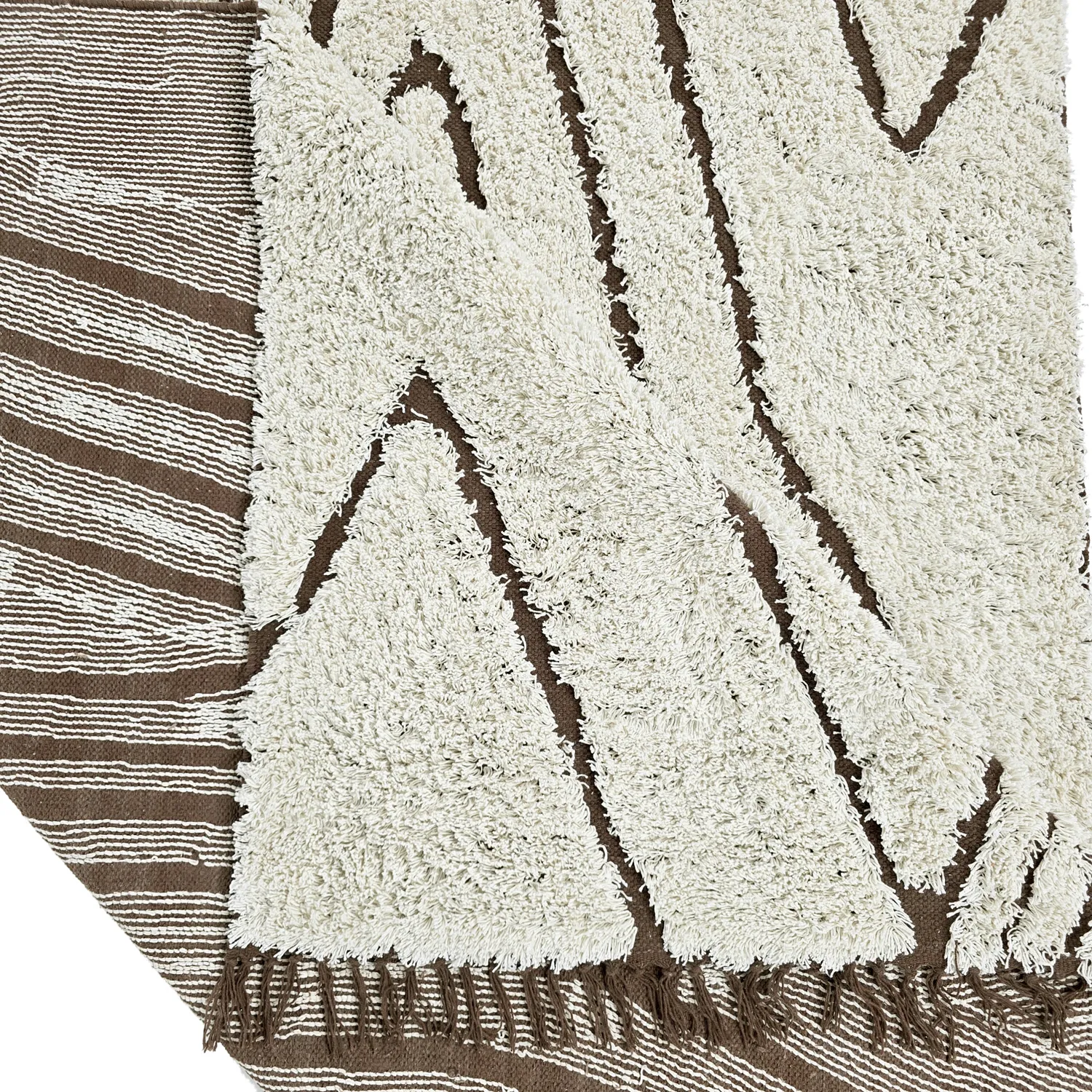 Dywany shaggy - Kindon Natural Cotton Shaggy (złamana biel/brąz)