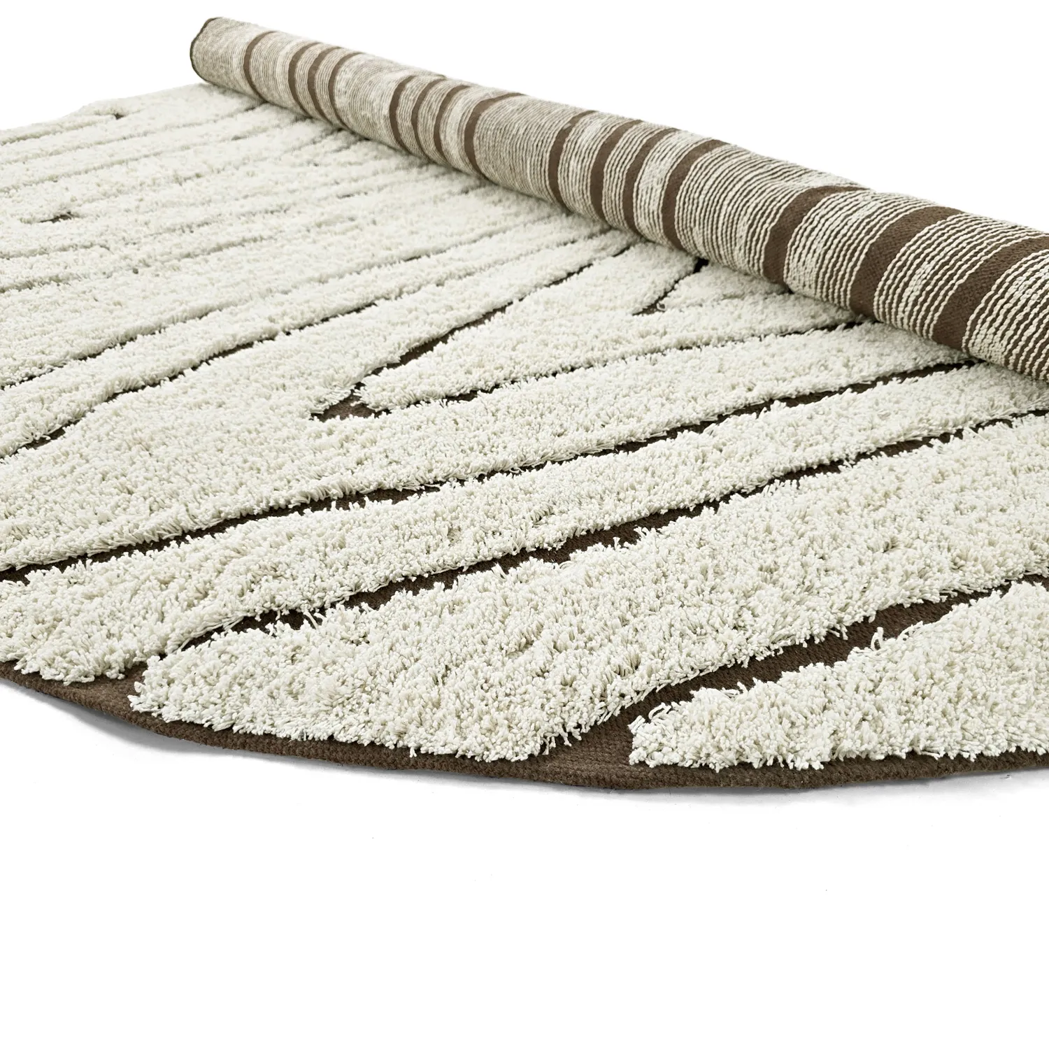 Okrągły dywan - Kindon Natural Cotton Shaggy (złamana biel/brąz)