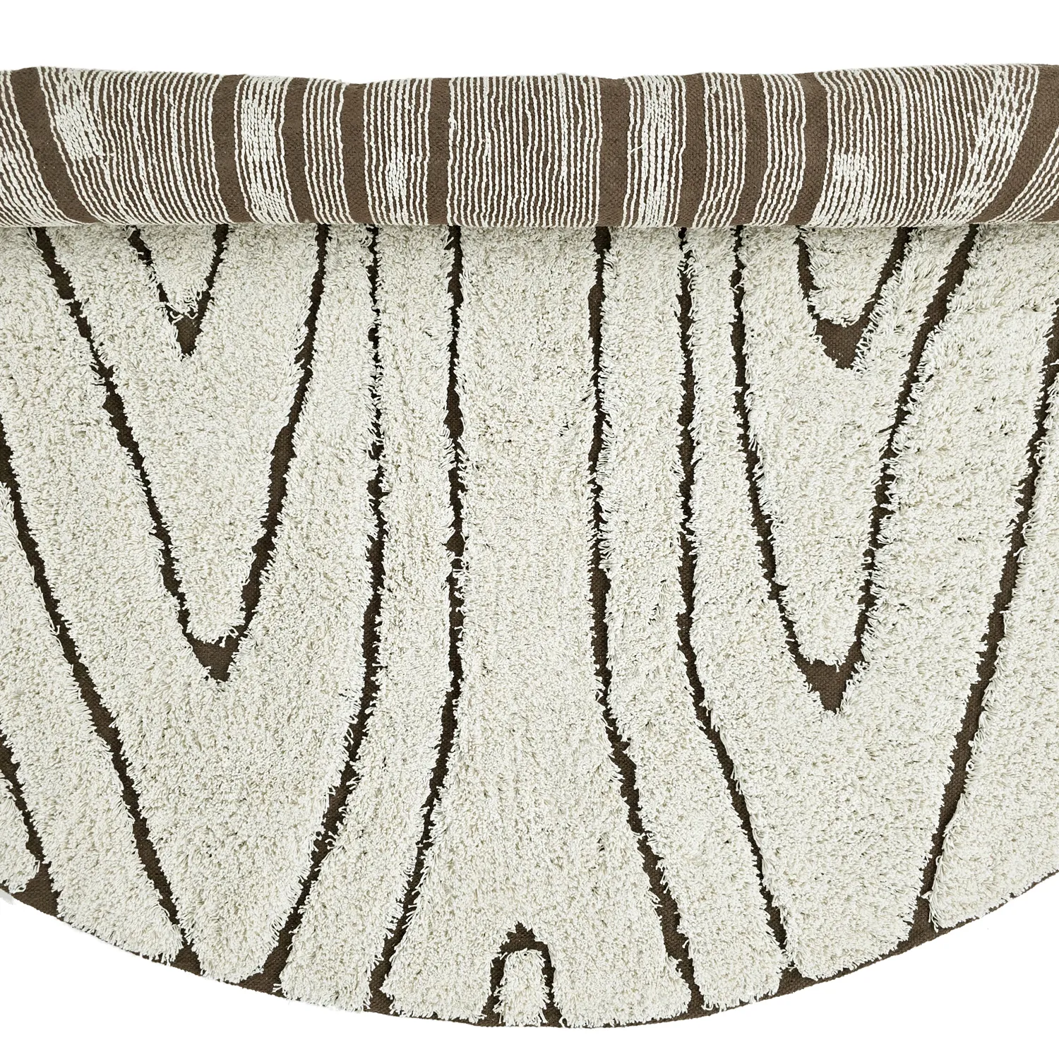 Okrągły dywan - Kindon Natural Cotton Shaggy (złamana biel/brąz)