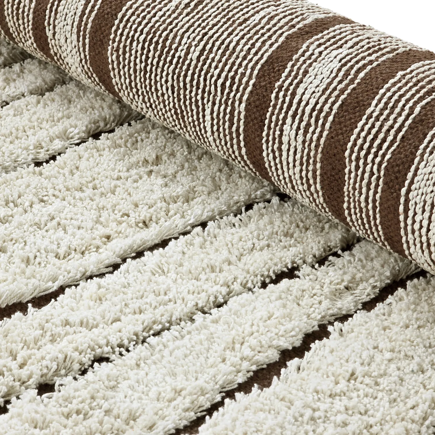 Okrągły dywan - Kindon Natural Cotton Shaggy (złamana biel/brąz)