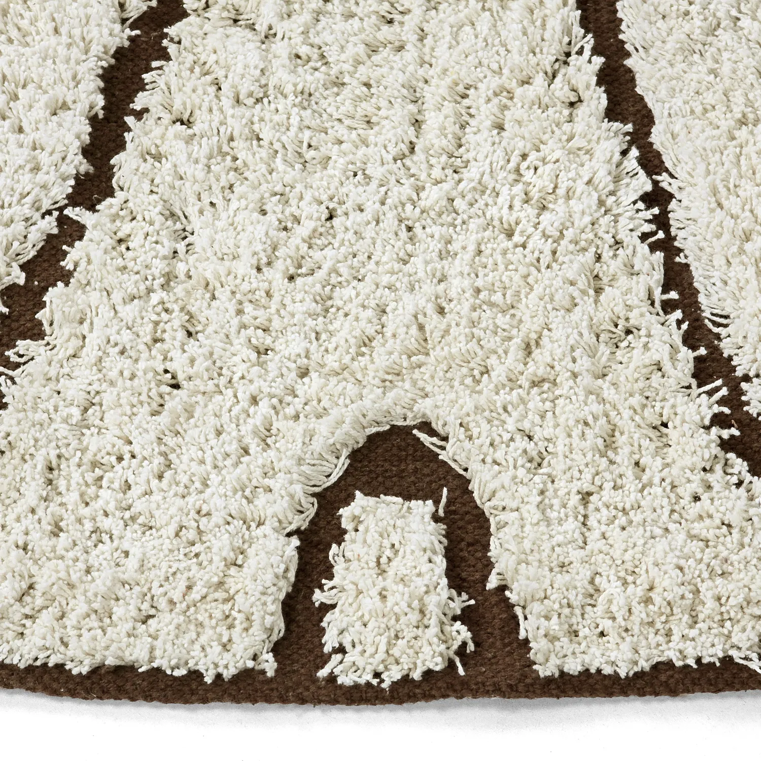 Okrągły dywan - Kindon Natural Cotton Shaggy (złamana biel/brąz)