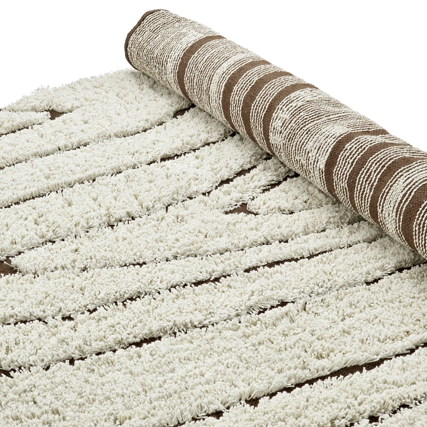 Okrągły dywan - Kindon Natural Cotton Shaggy (złamana biel/brąz)