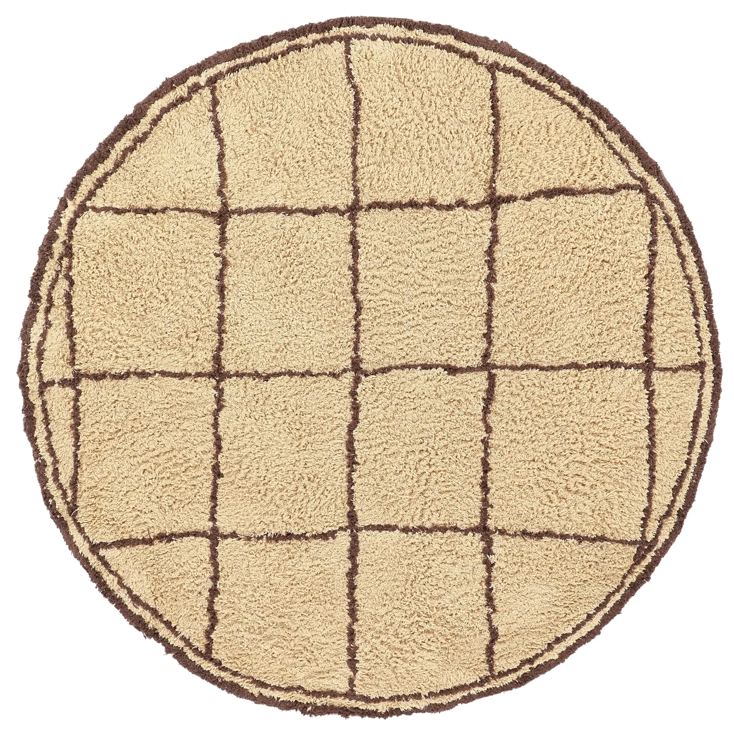 Okrągły dywan - Lana Natural Cotton Shaggy (beż/brąz)