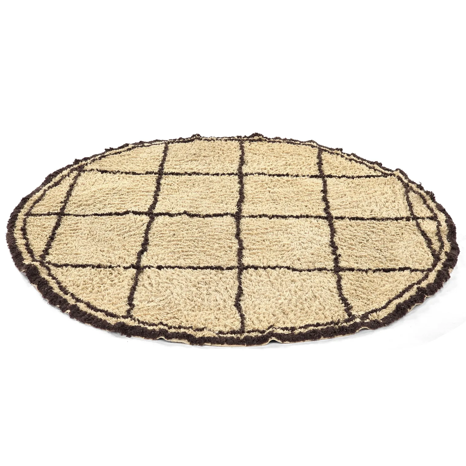 Okrągły dywan - Lana Natural Cotton Shaggy (beż/brąz)