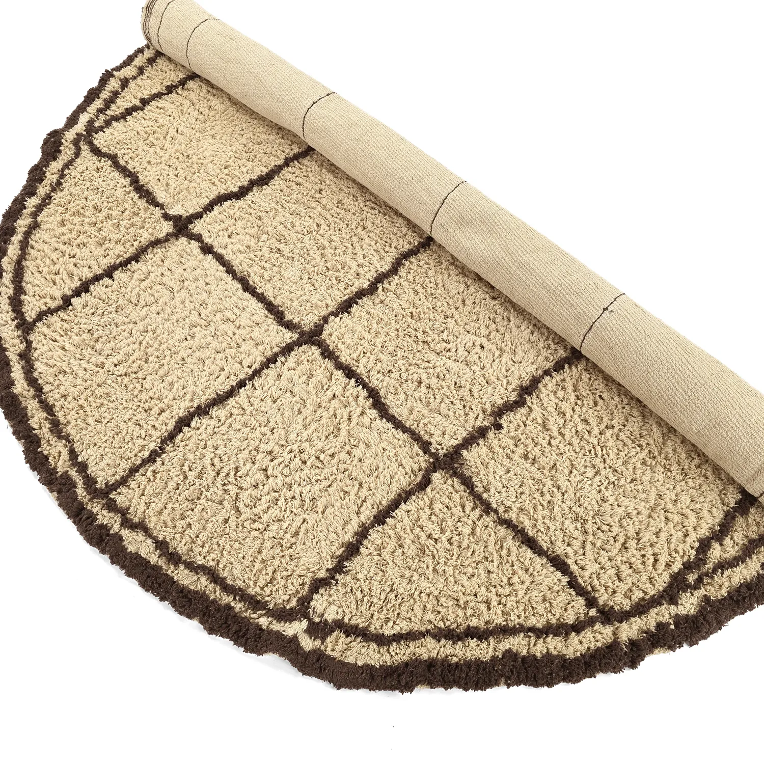 Okrągły dywan - Lana Natural Cotton Shaggy (beż/brąz)