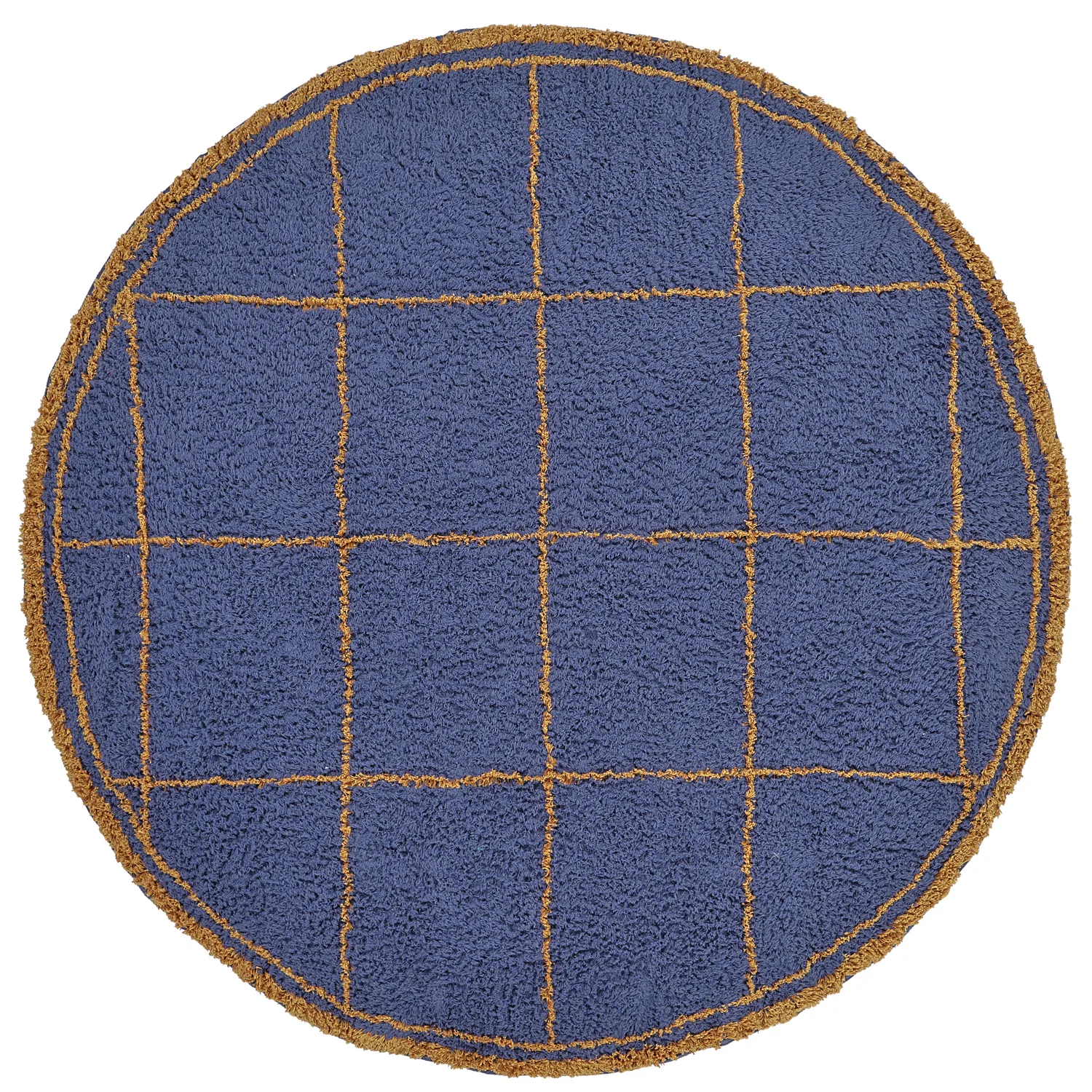 Okrągły dywan - Lana Natural Cotton Shaggy (niebieski/żółty)