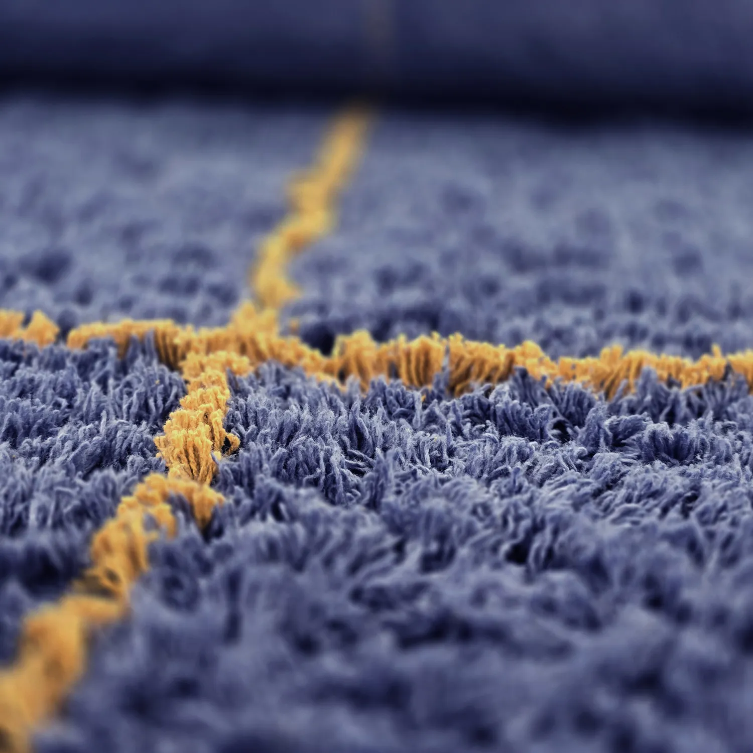 Okrągły dywan - Lana Natural Cotton Shaggy (niebieski/żółty)