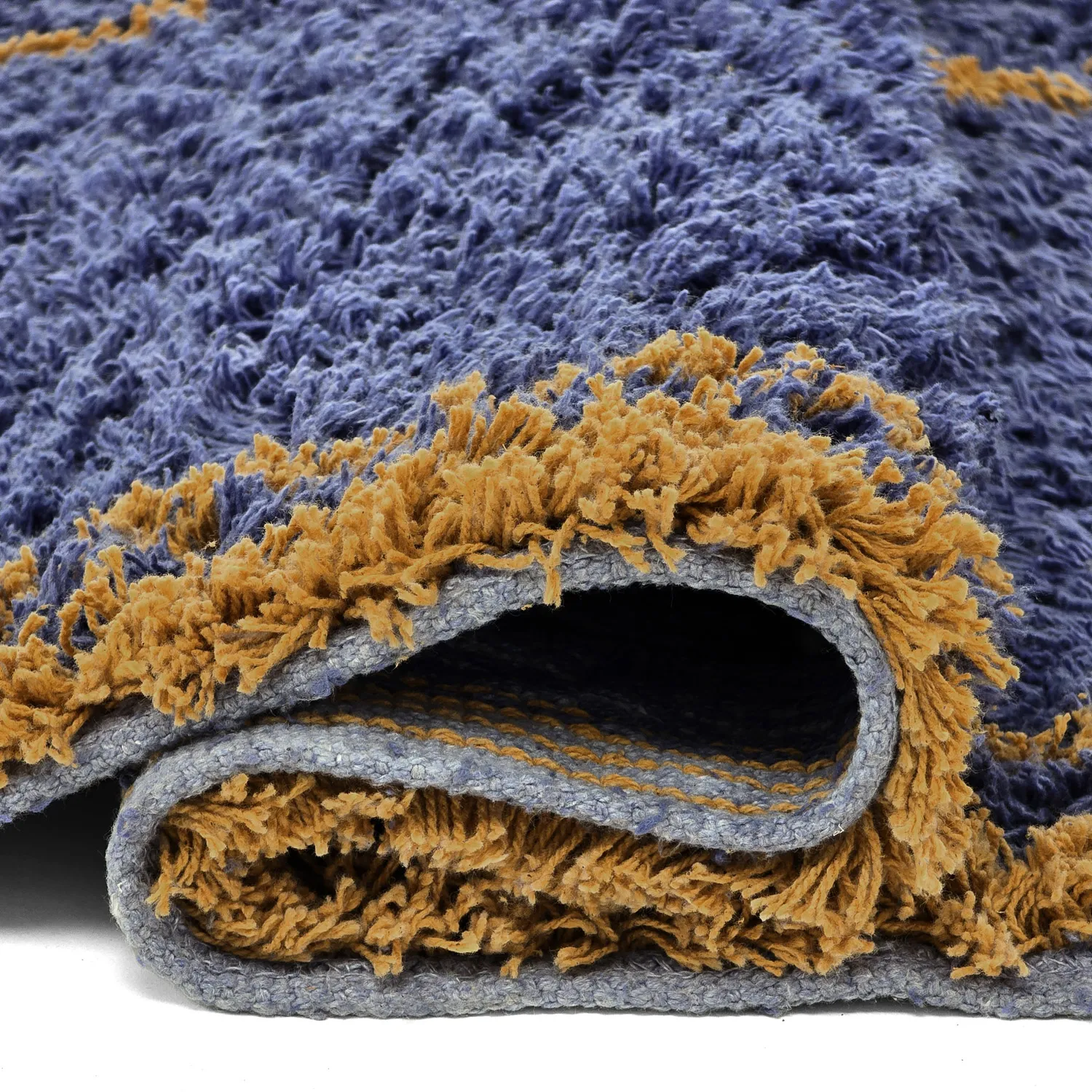 Dywany shaggy - Lana Natural Cotton Shaggy (niebieski/żółty)