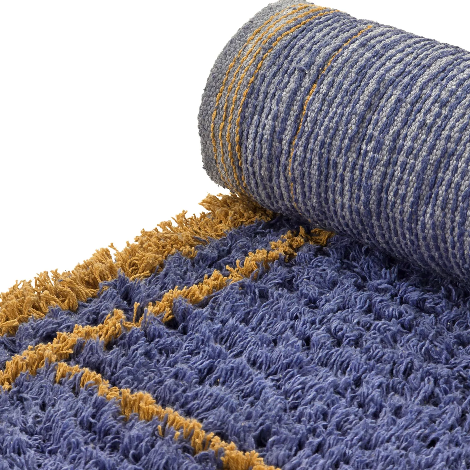 Dywany shaggy - Lana Natural Cotton Shaggy (niebieski/żółty)