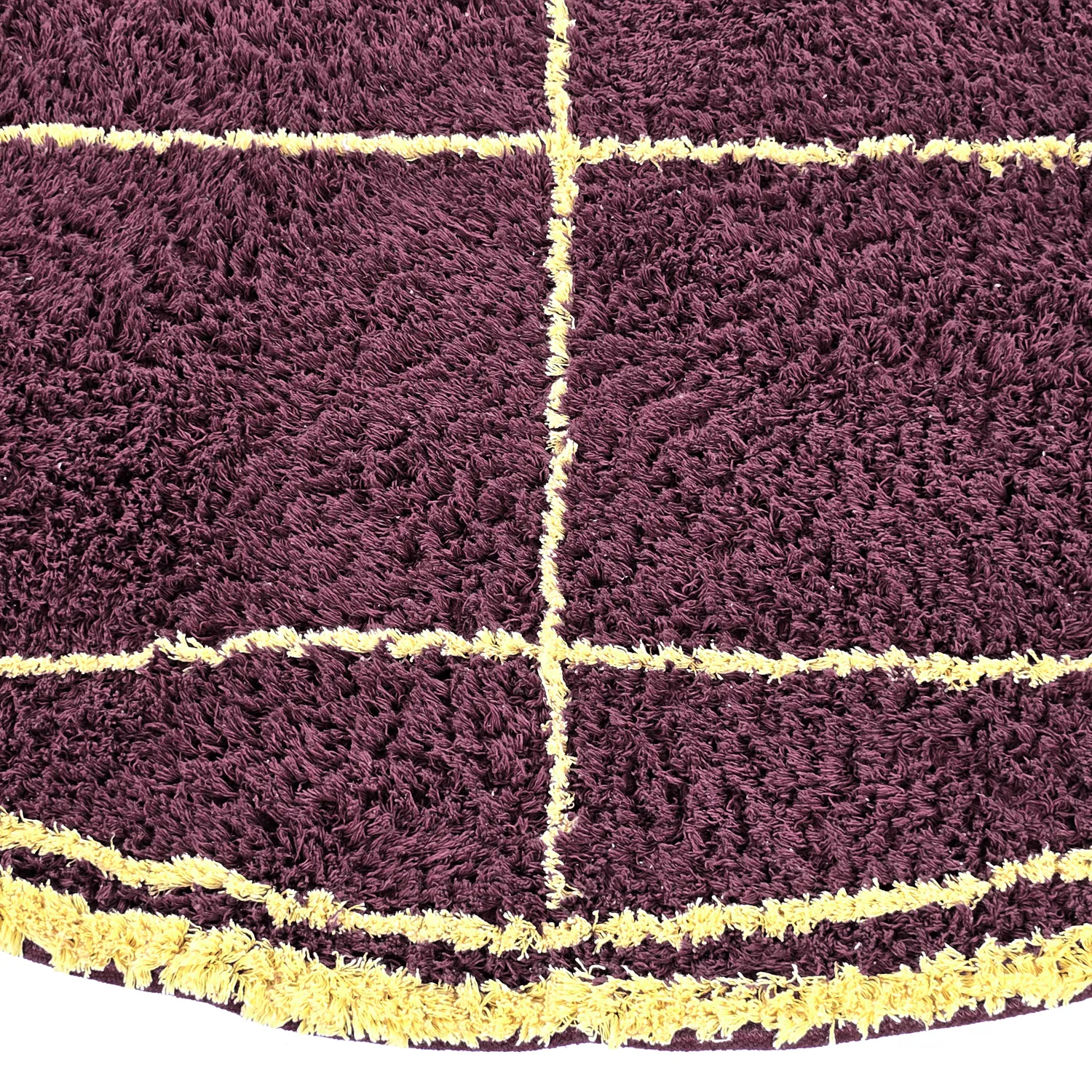Okrągły dywan - Lana Natural Cotton Shaggy (bordowy/żółty)