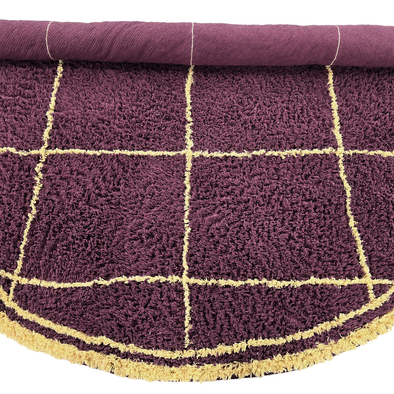 Okrągły dywan - Lana Natural Cotton Shaggy (bordowy/żółty)