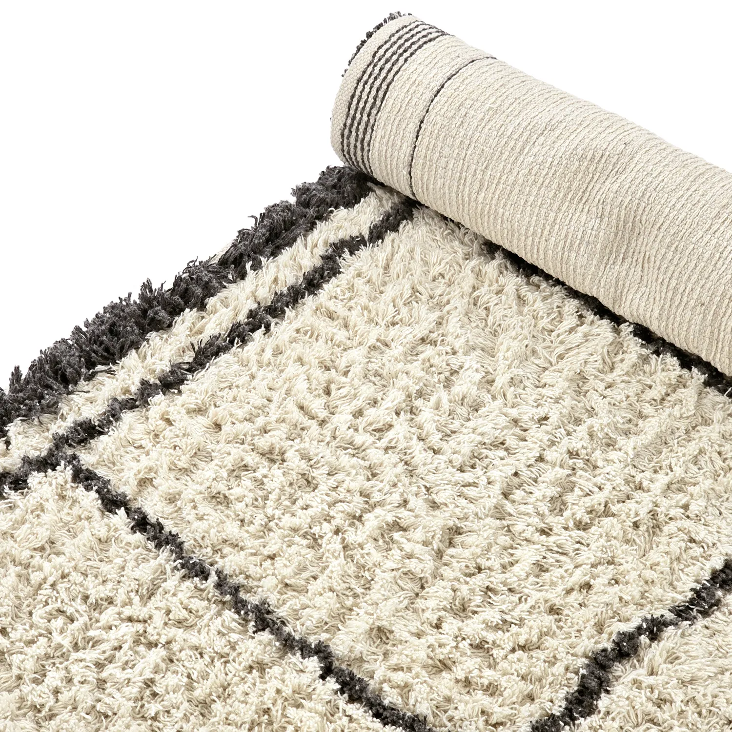 Dywany shaggy - Lana Natural Cotton Shaggy (kremowy/ciemnoszary)