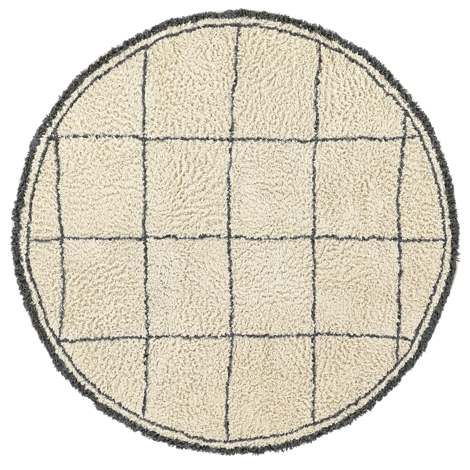 Okrągły dywan - Lana Natural Cotton Shaggy (kremowy/ciemnoszary)