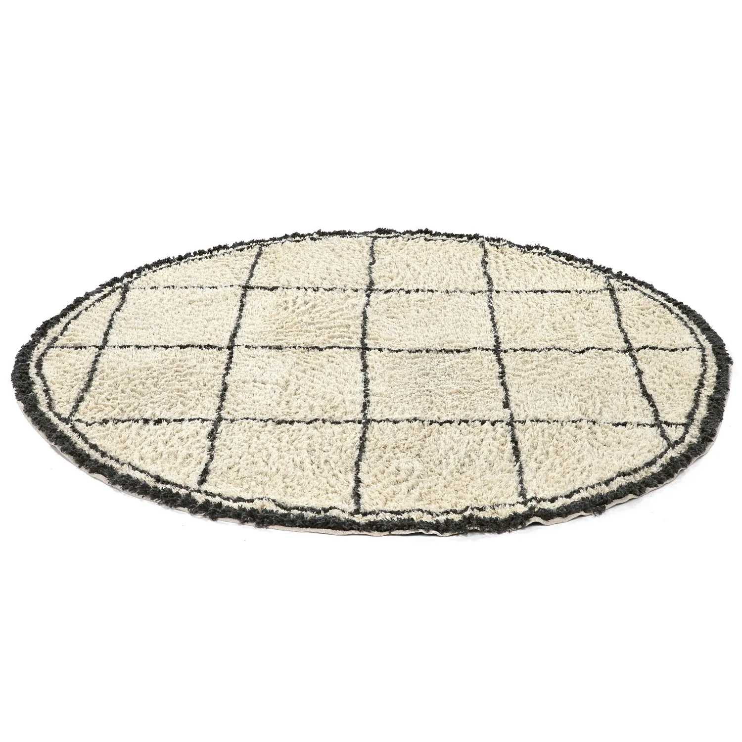 Okrągły dywan - Lana Natural Cotton Shaggy (kremowy/ciemnoszary)