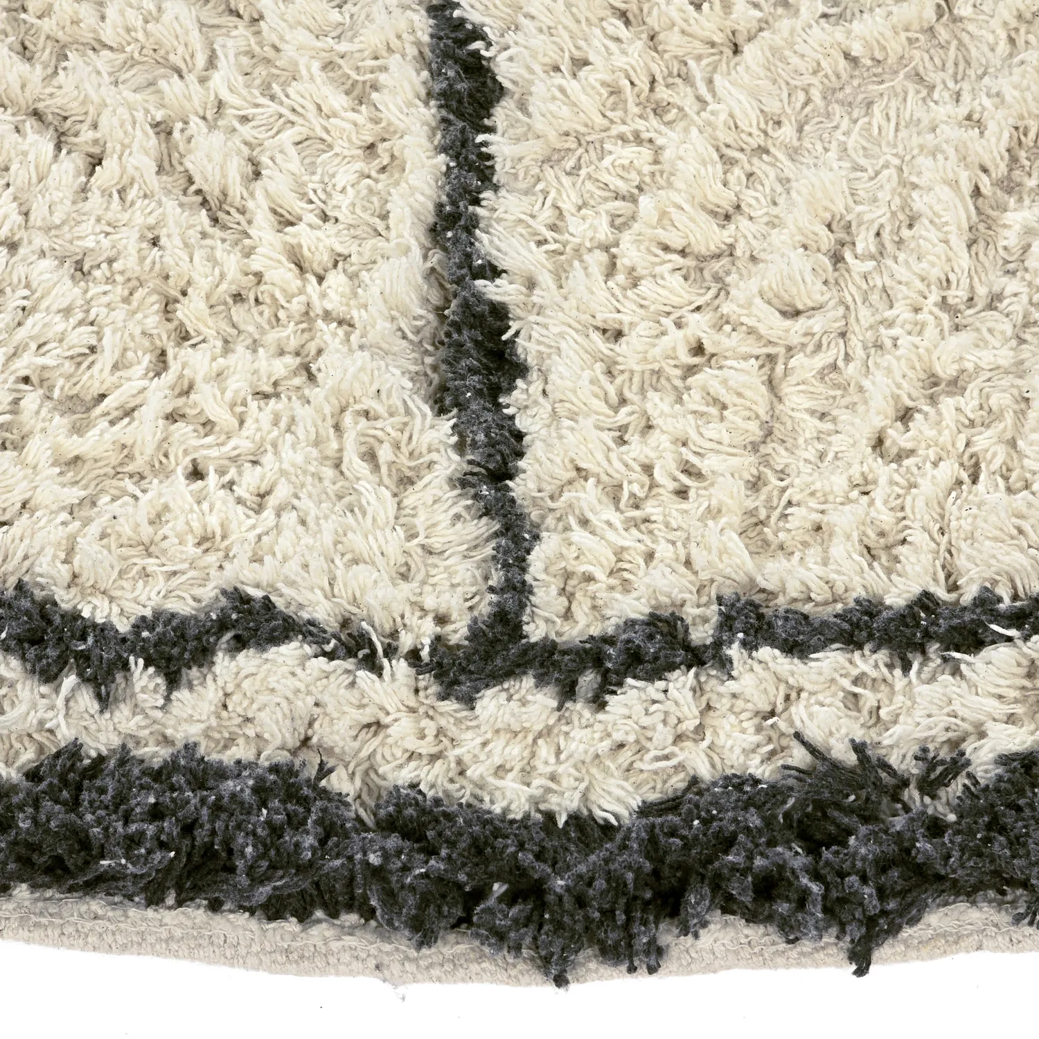 Okrągły dywan - Lana Natural Cotton Shaggy (kremowy/ciemnoszary)