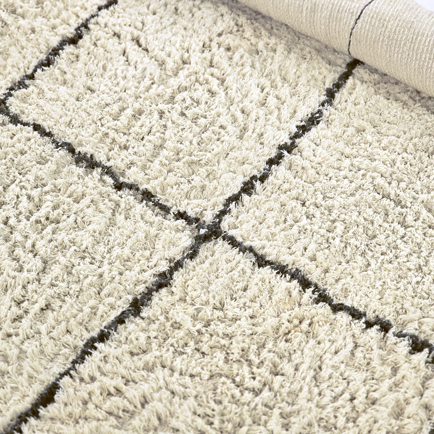 Okrągły dywan - Lana Natural Cotton Shaggy (kremowy/ciemnoszary)