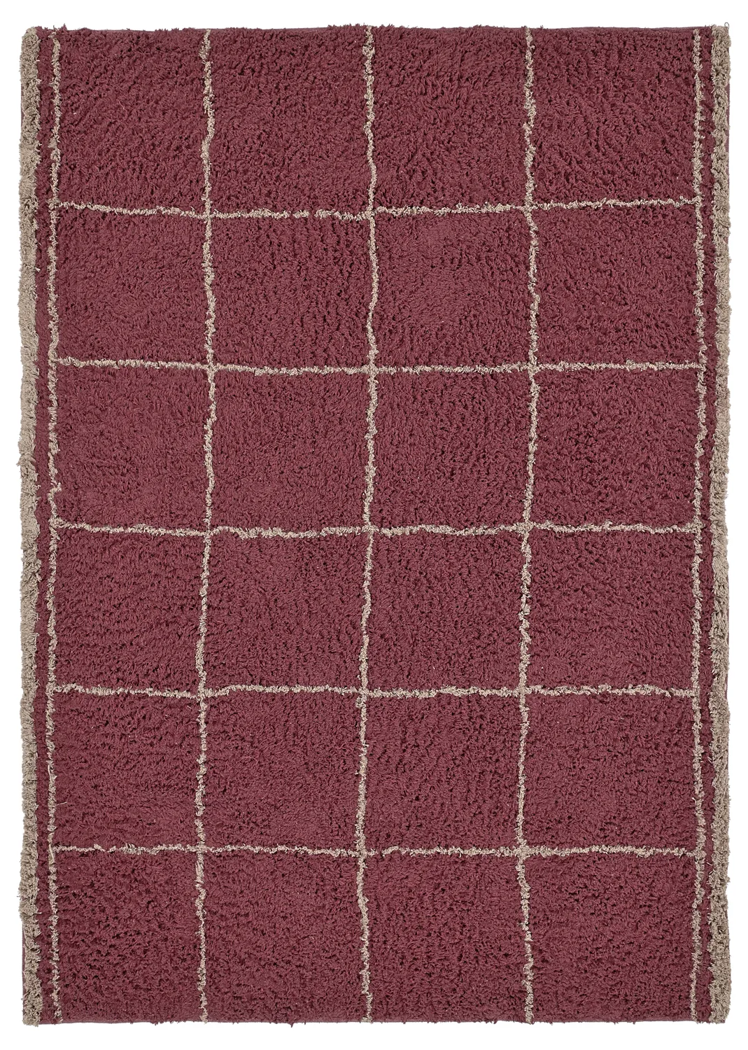 Dywany shaggy - Lana Natural Cotton Shaggy (taupe/czerwony)