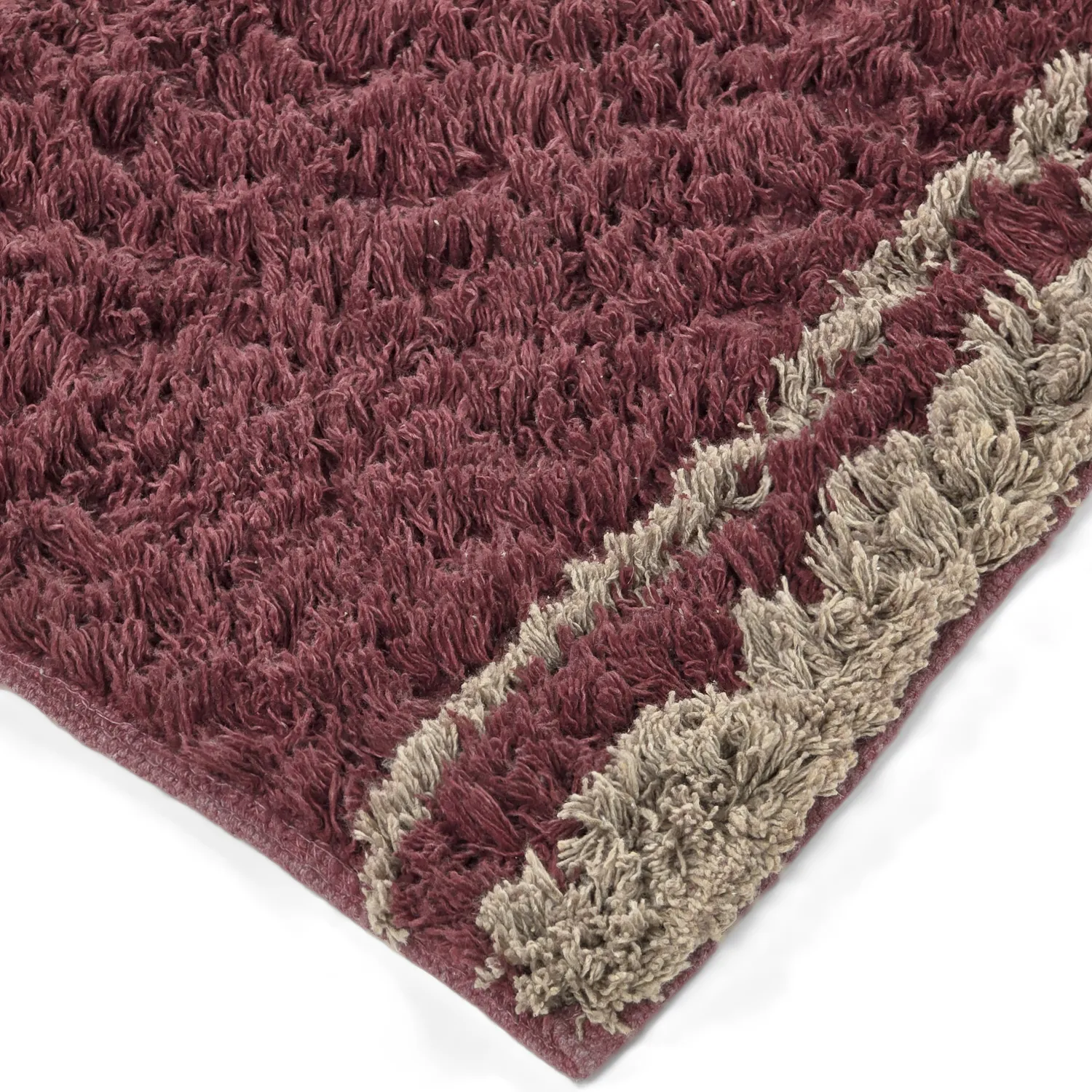 Dywany shaggy - Lana Natural Cotton Shaggy (taupe/czerwony)