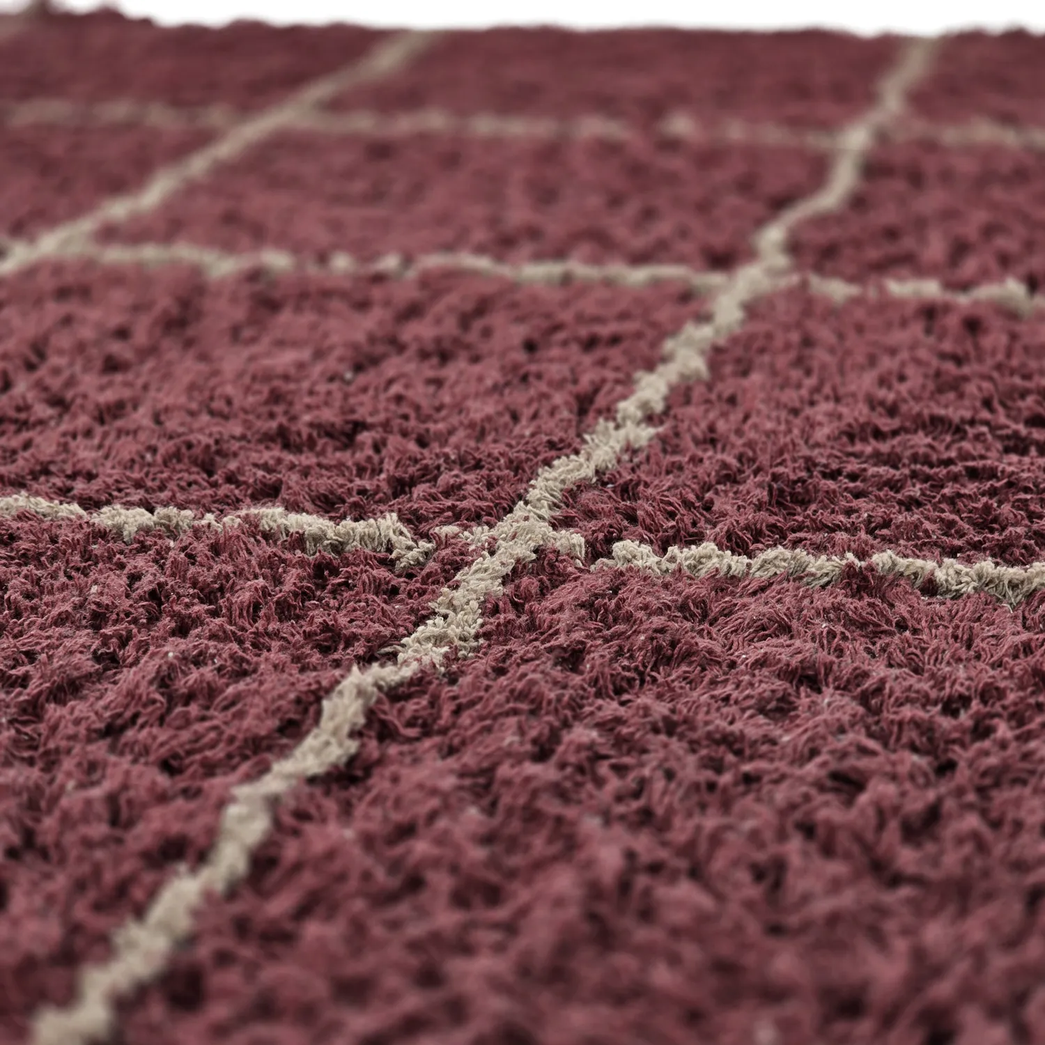 Dywany shaggy - Lana Natural Cotton Shaggy (taupe/czerwony)