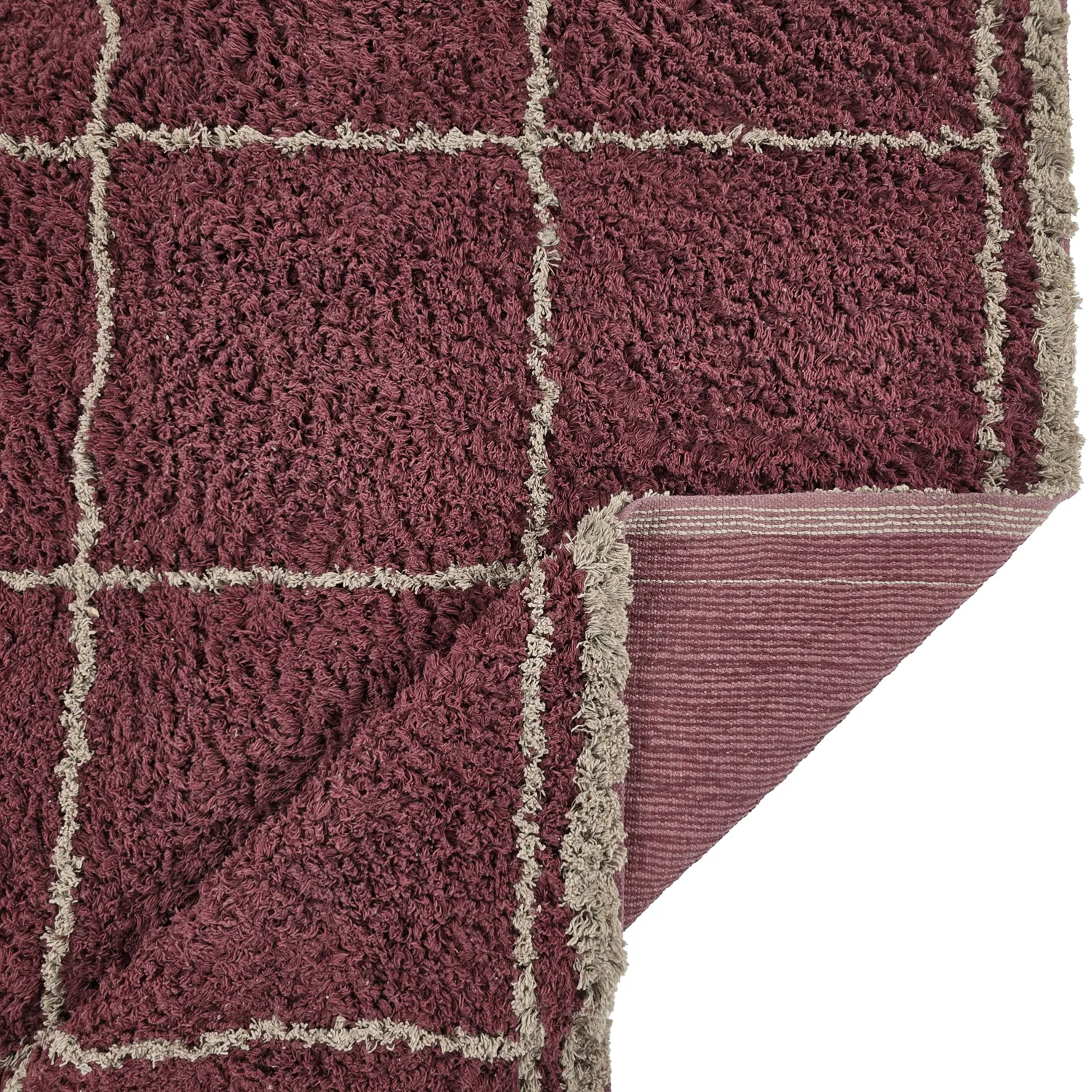 Dywany shaggy - Lana Natural Cotton Shaggy (taupe/czerwony)