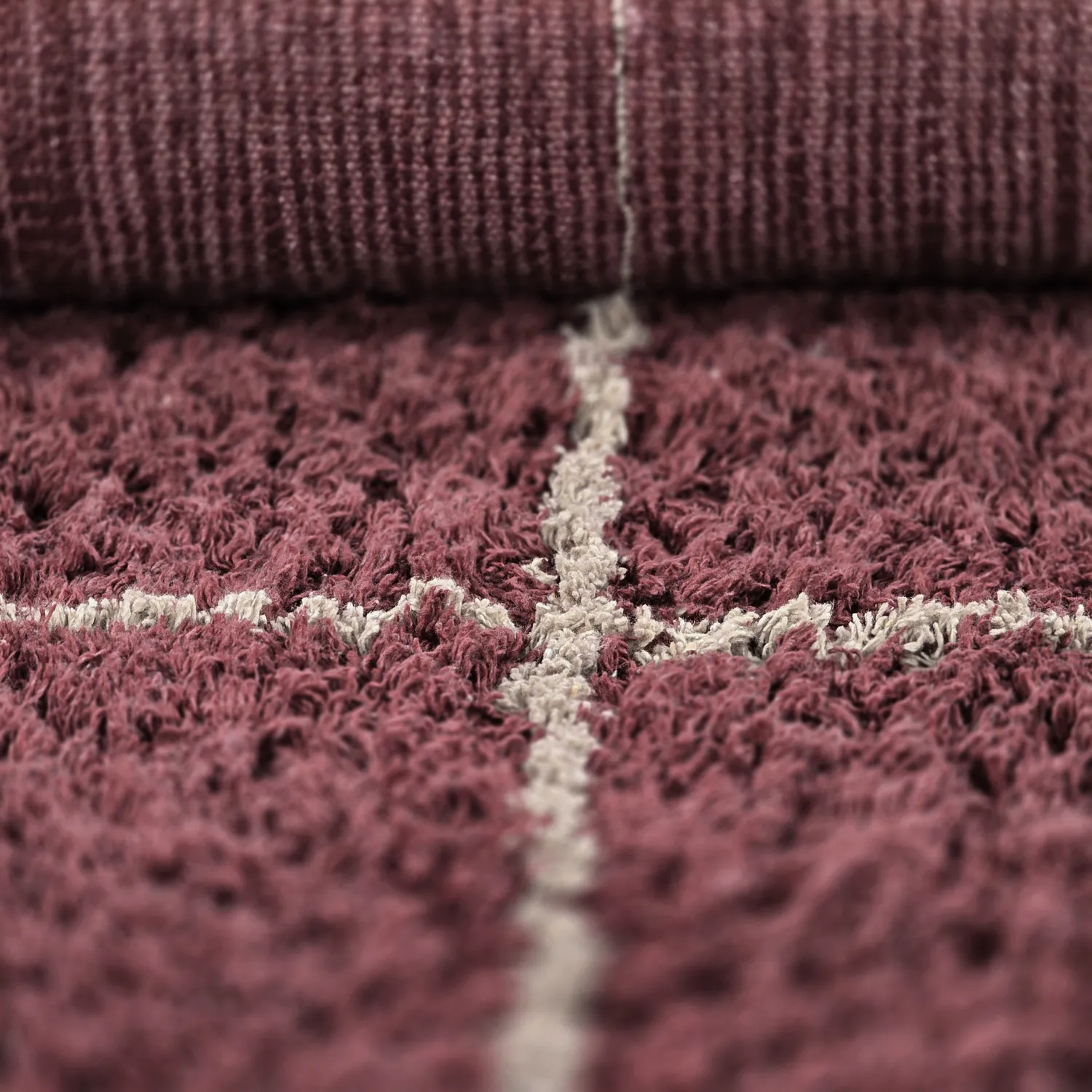 Dywany shaggy - Lana Natural Cotton Shaggy (taupe/czerwony)