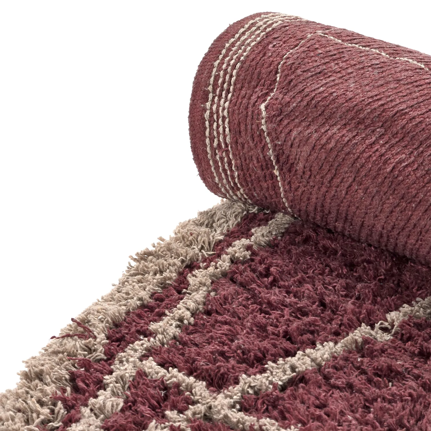 Okrągły dywan - Lana Natural Cotton Shaggy (taupe/czerwony)